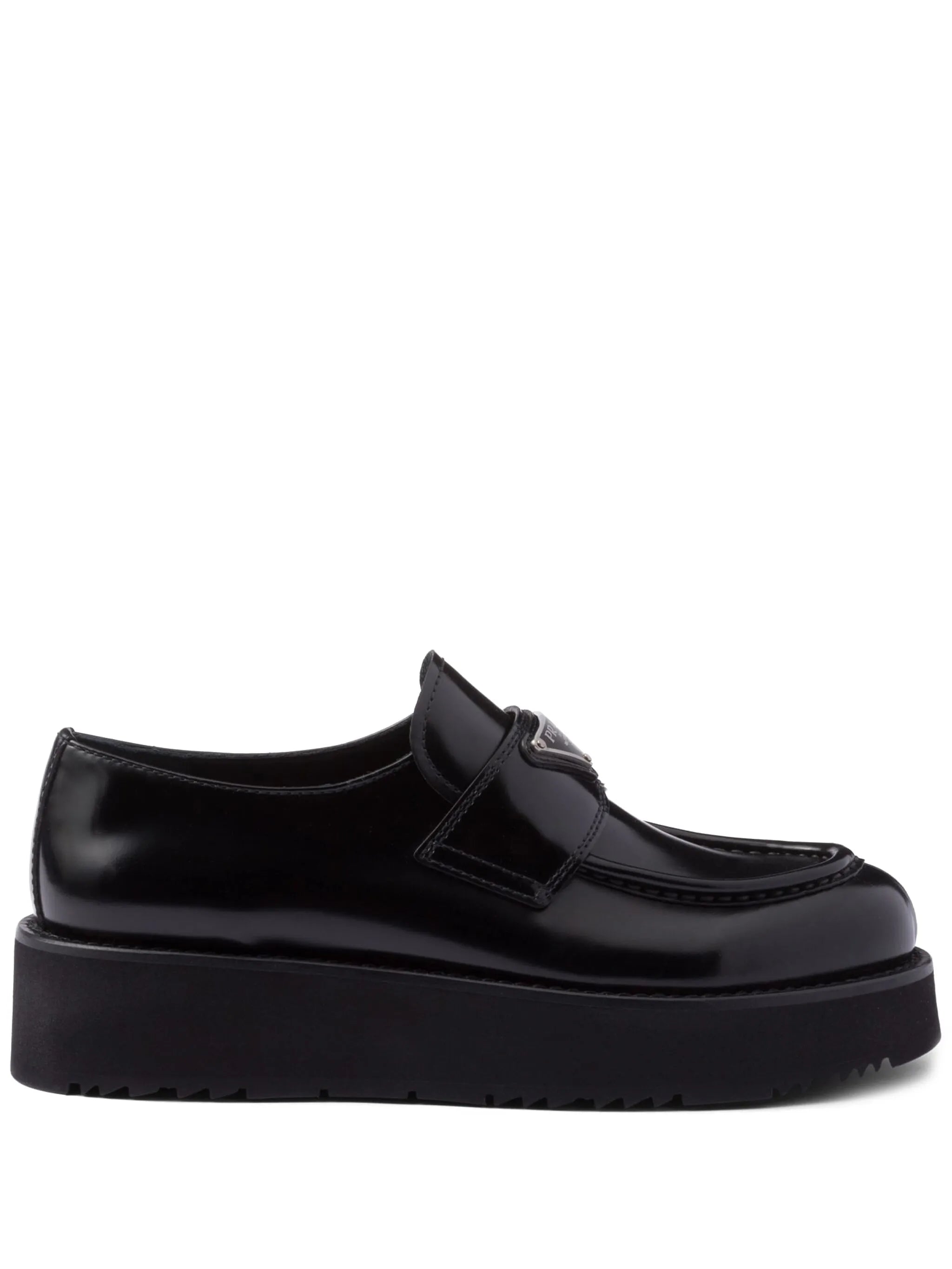 triangle-logo leather loafers