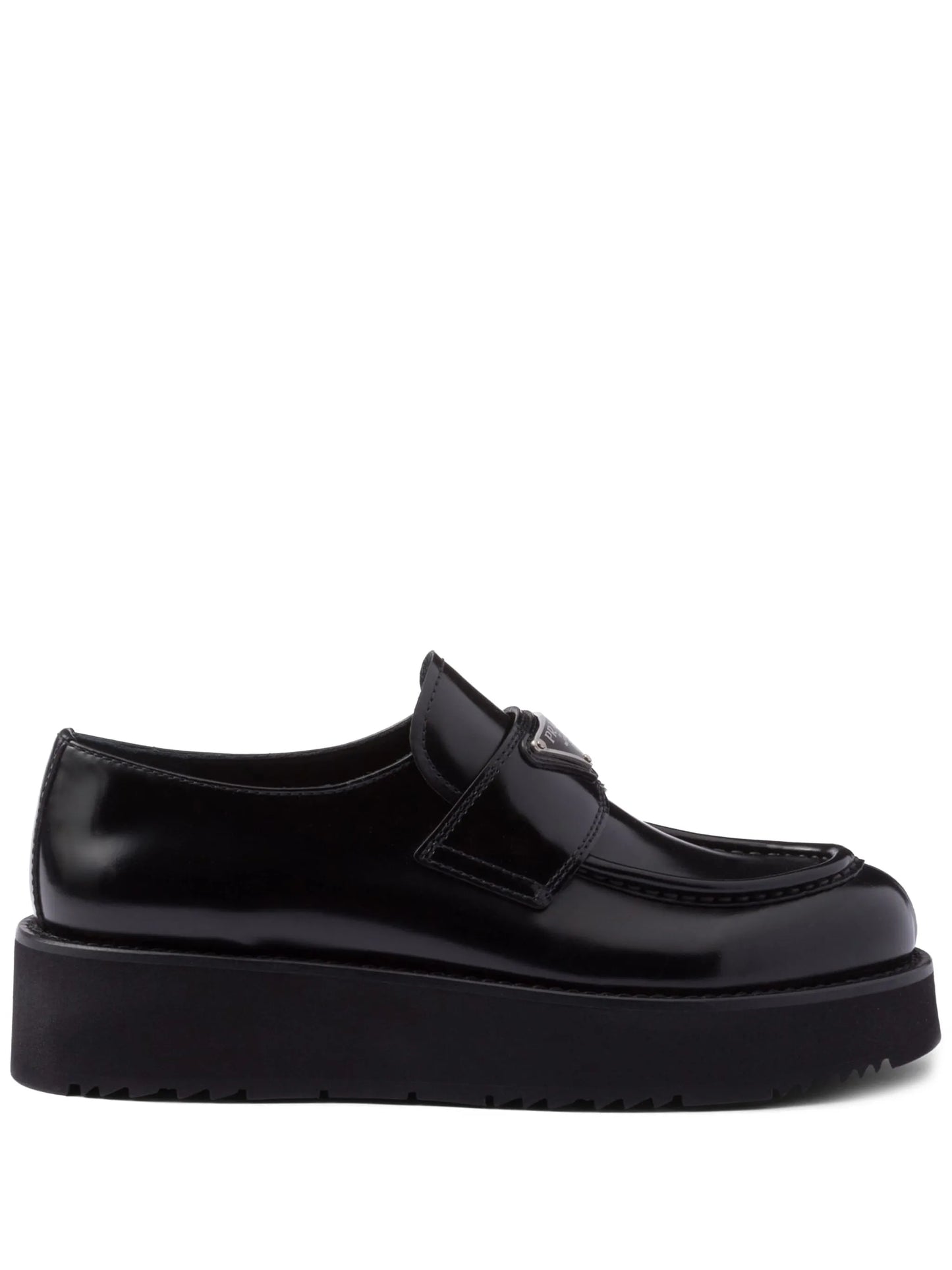 triangle-logo leather loafers