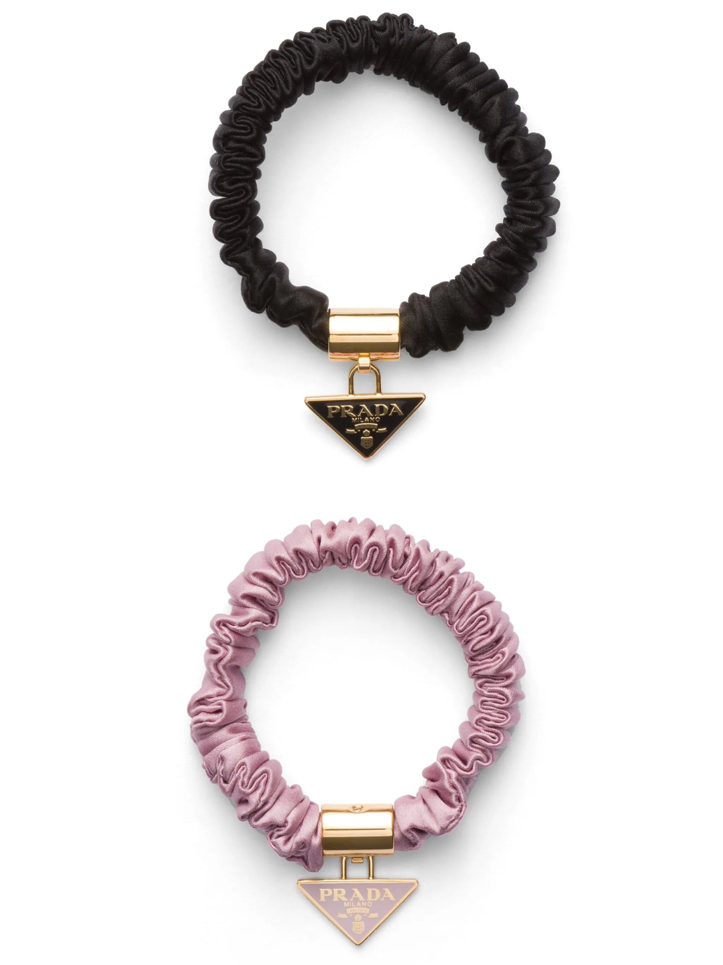 logo-charm satin hair tie (set of two)