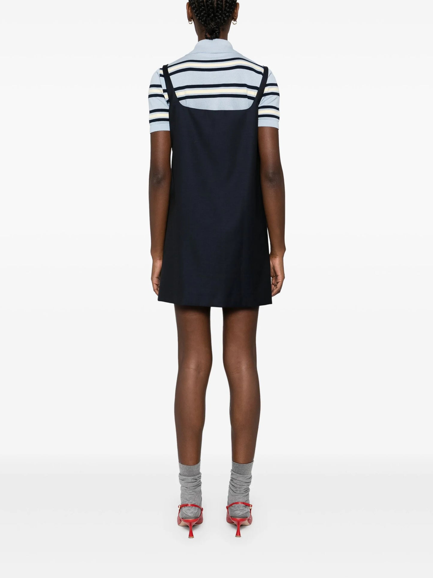 logo-plaque virgin wool minidress