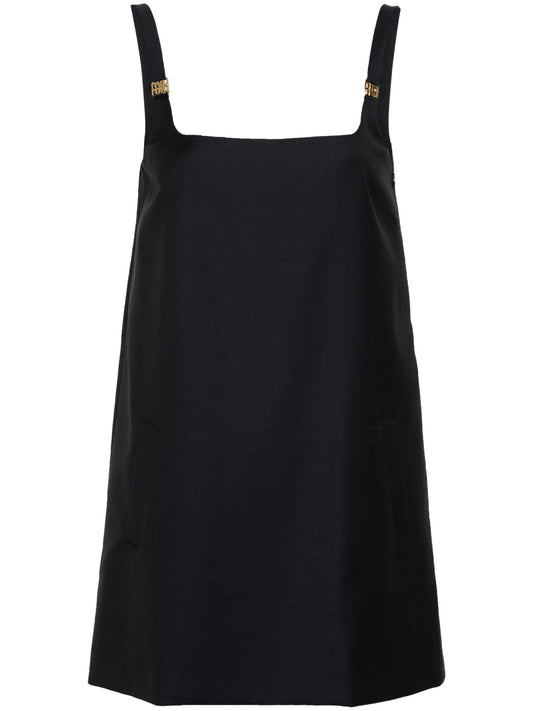logo-plaque virgin wool minidress