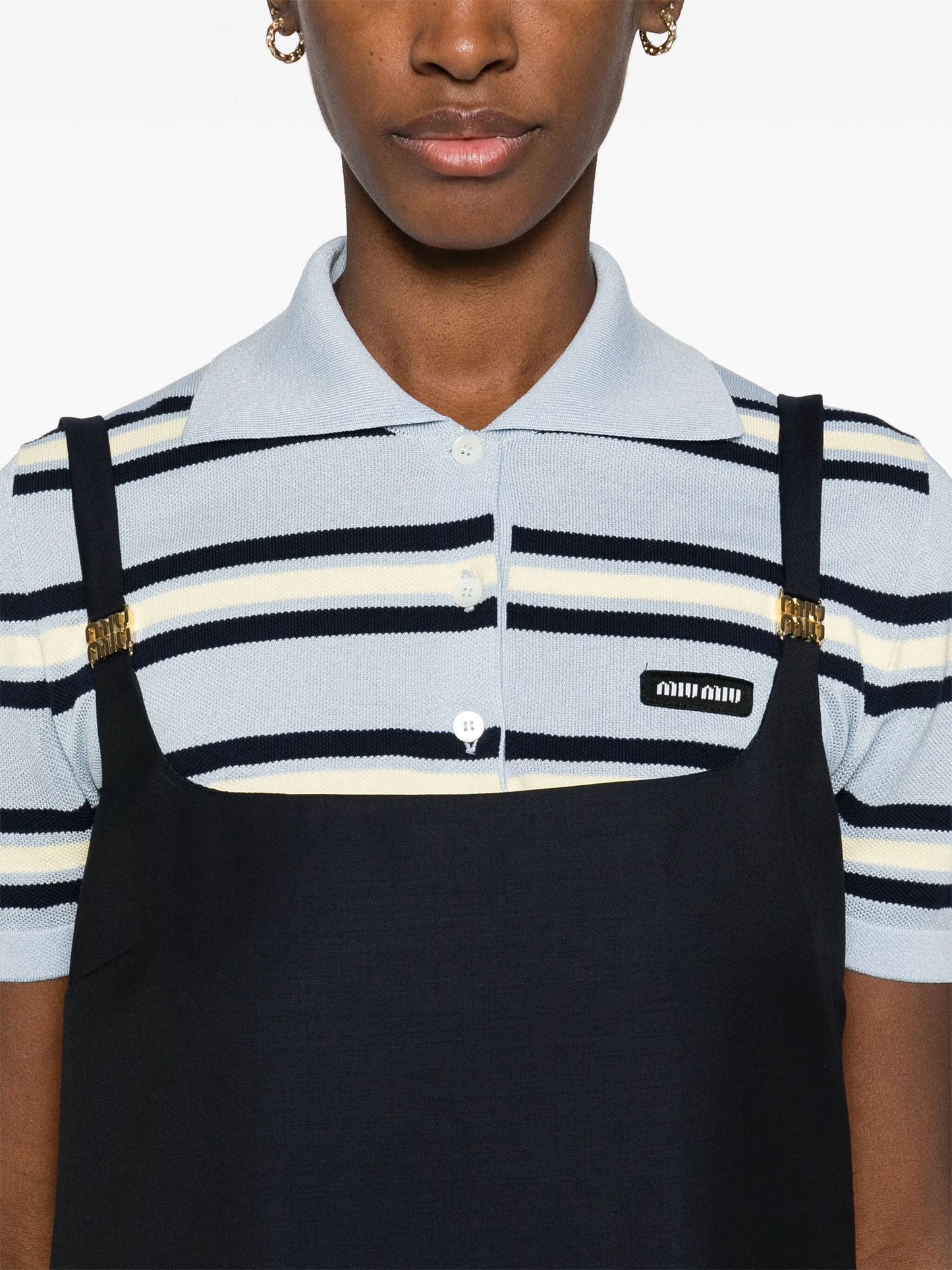 logo-plaque virgin wool minidress