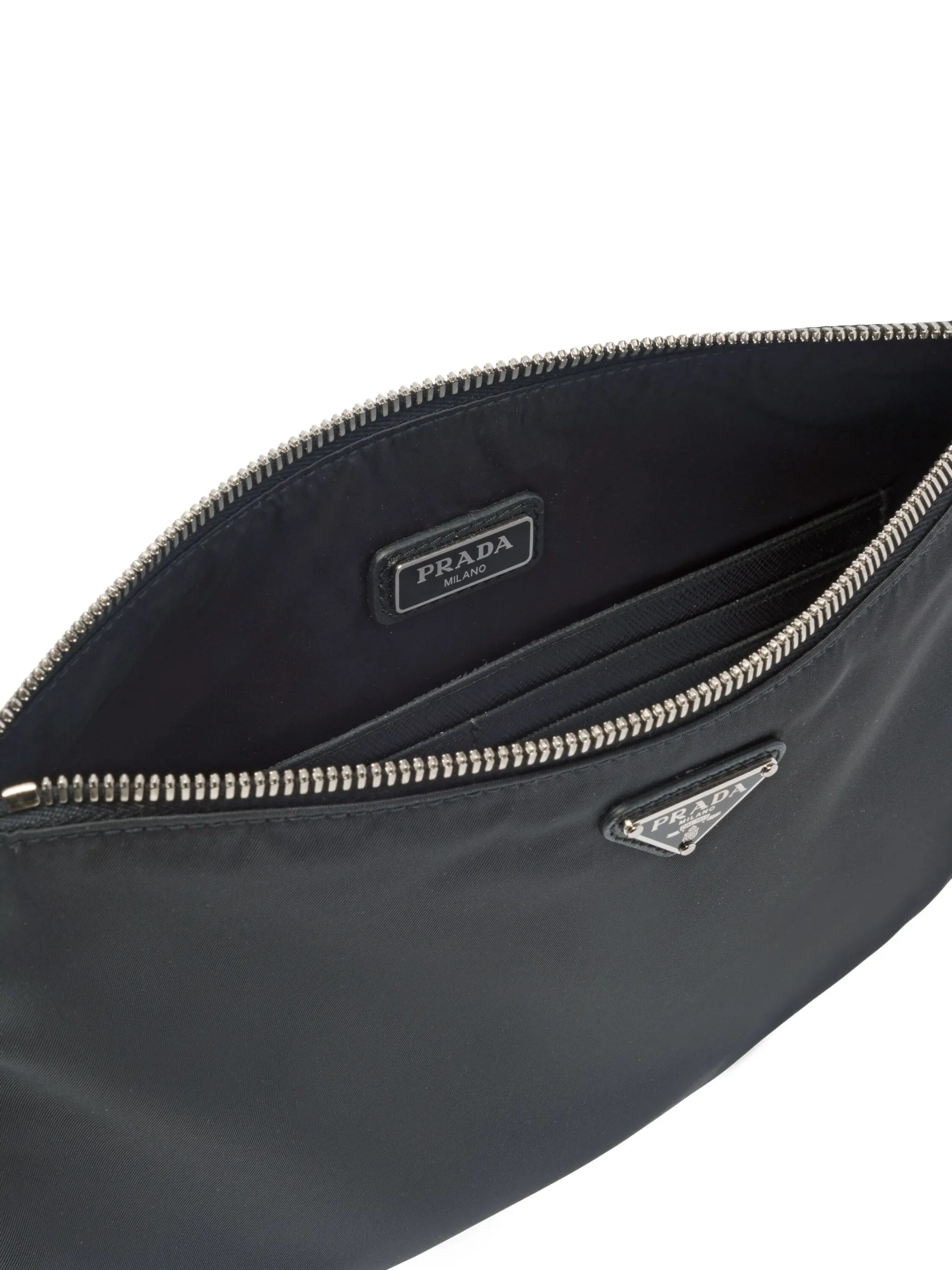 re-nylon triangle-logo clutch bag