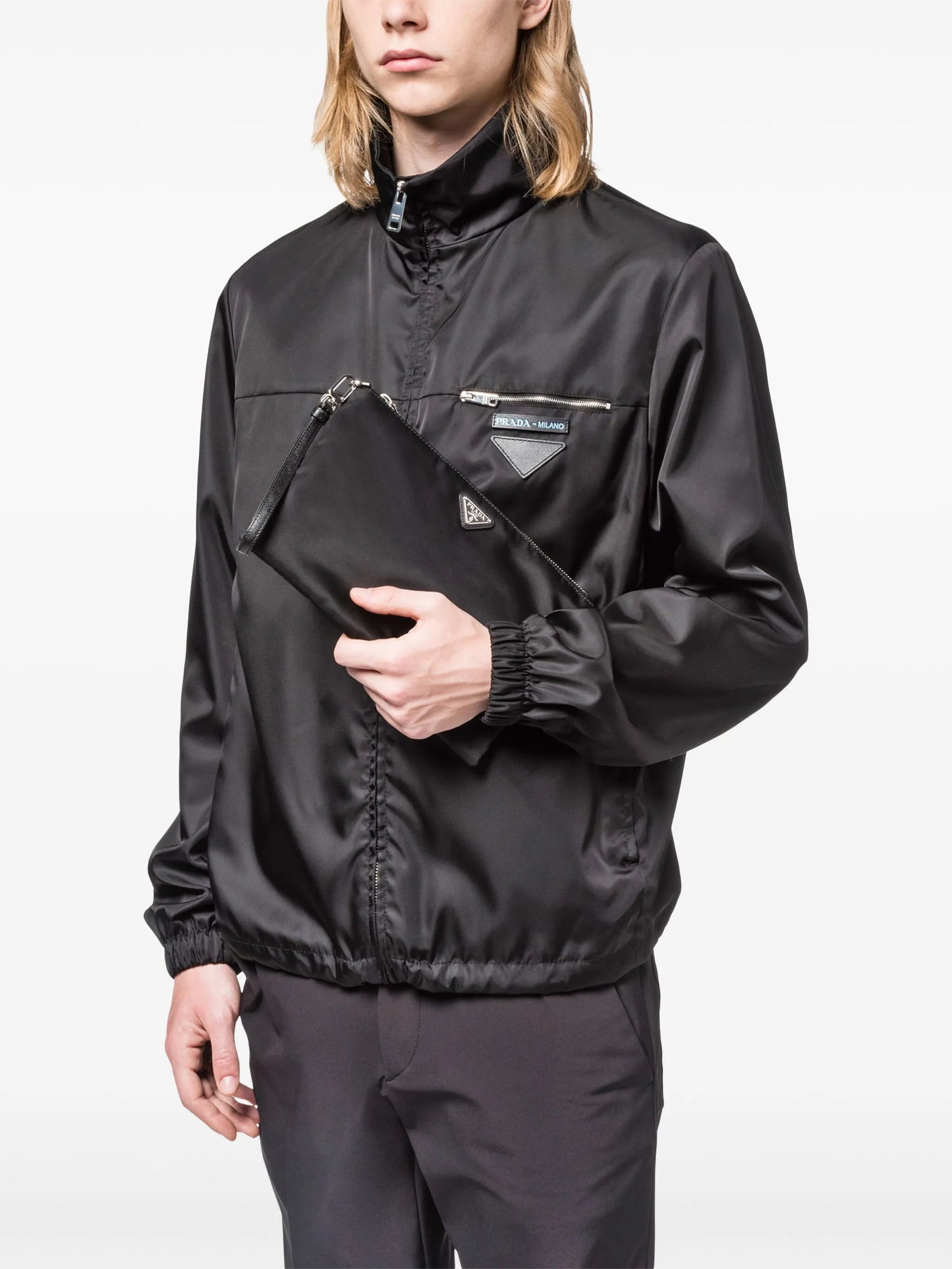 re-nylon triangle-logo clutch bag