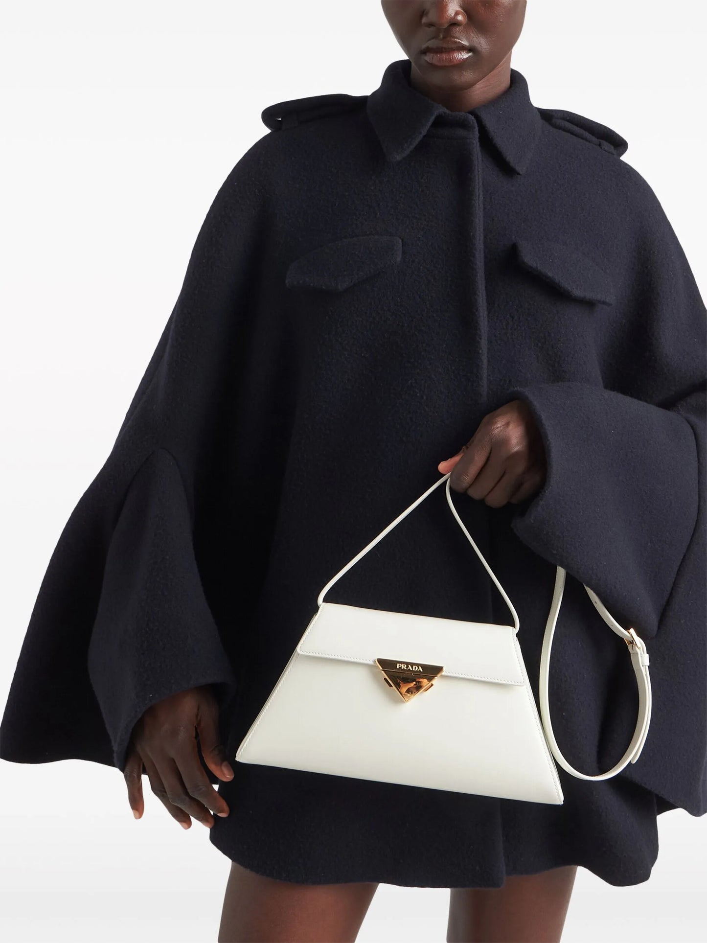 triangle-logo leather shoulder bag