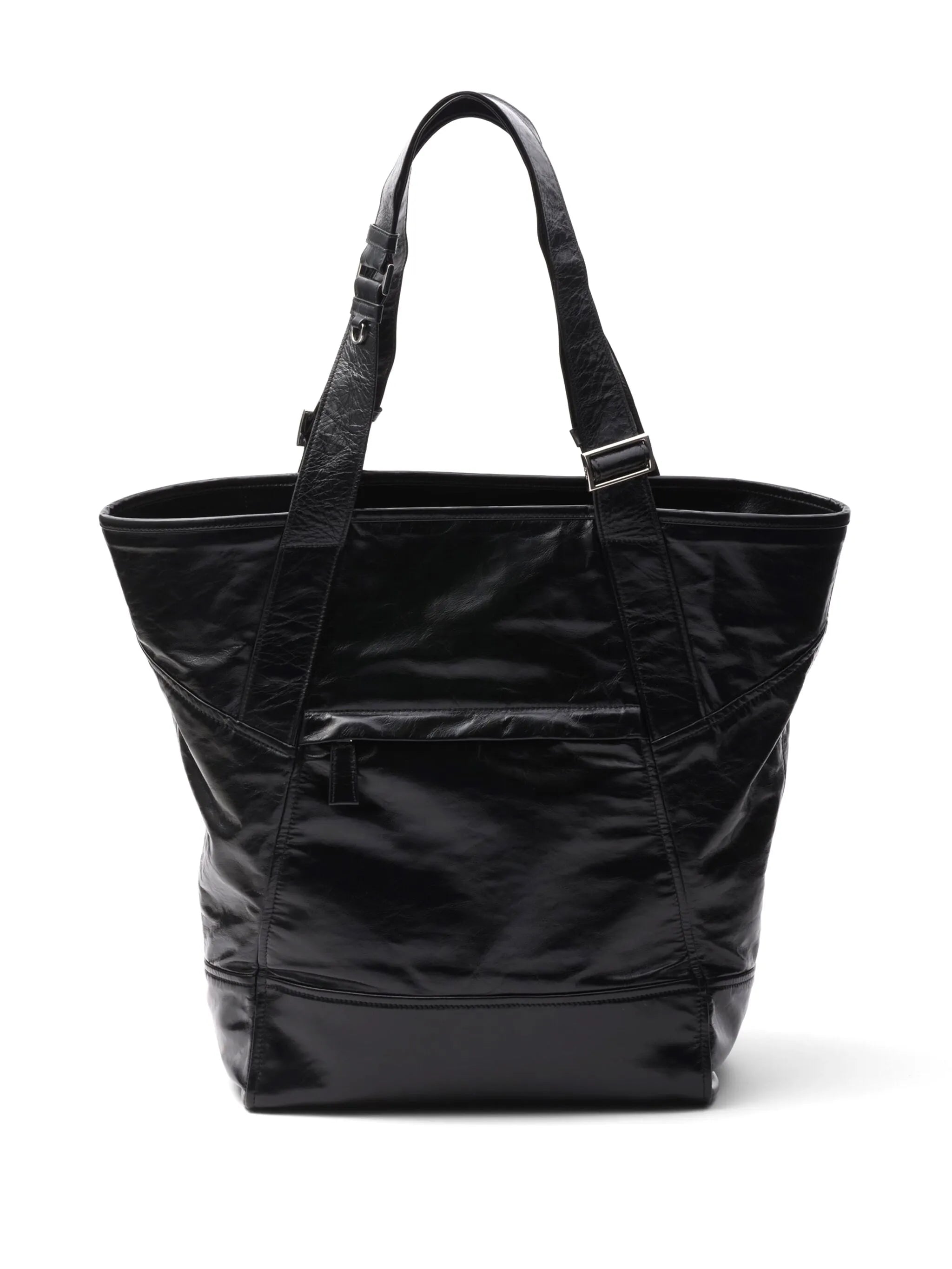 triangle-logo leather tote bag