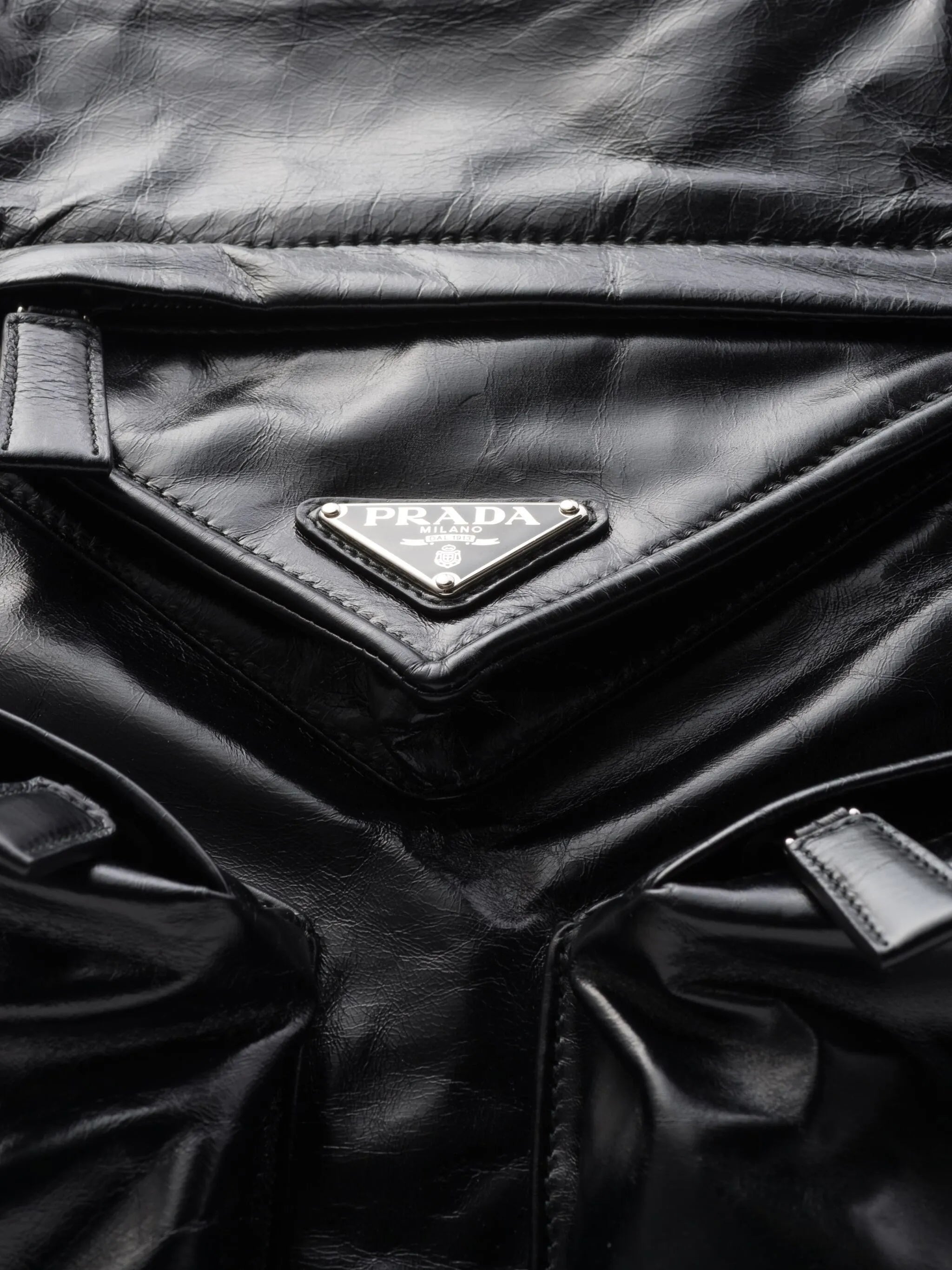triangle-logo leather tote bag