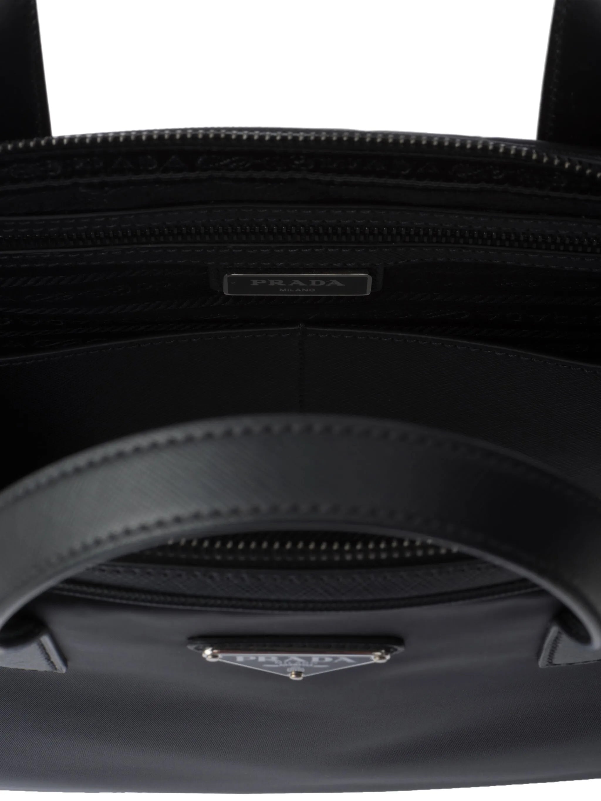 Re-Nylon leather-trimmed briefcase