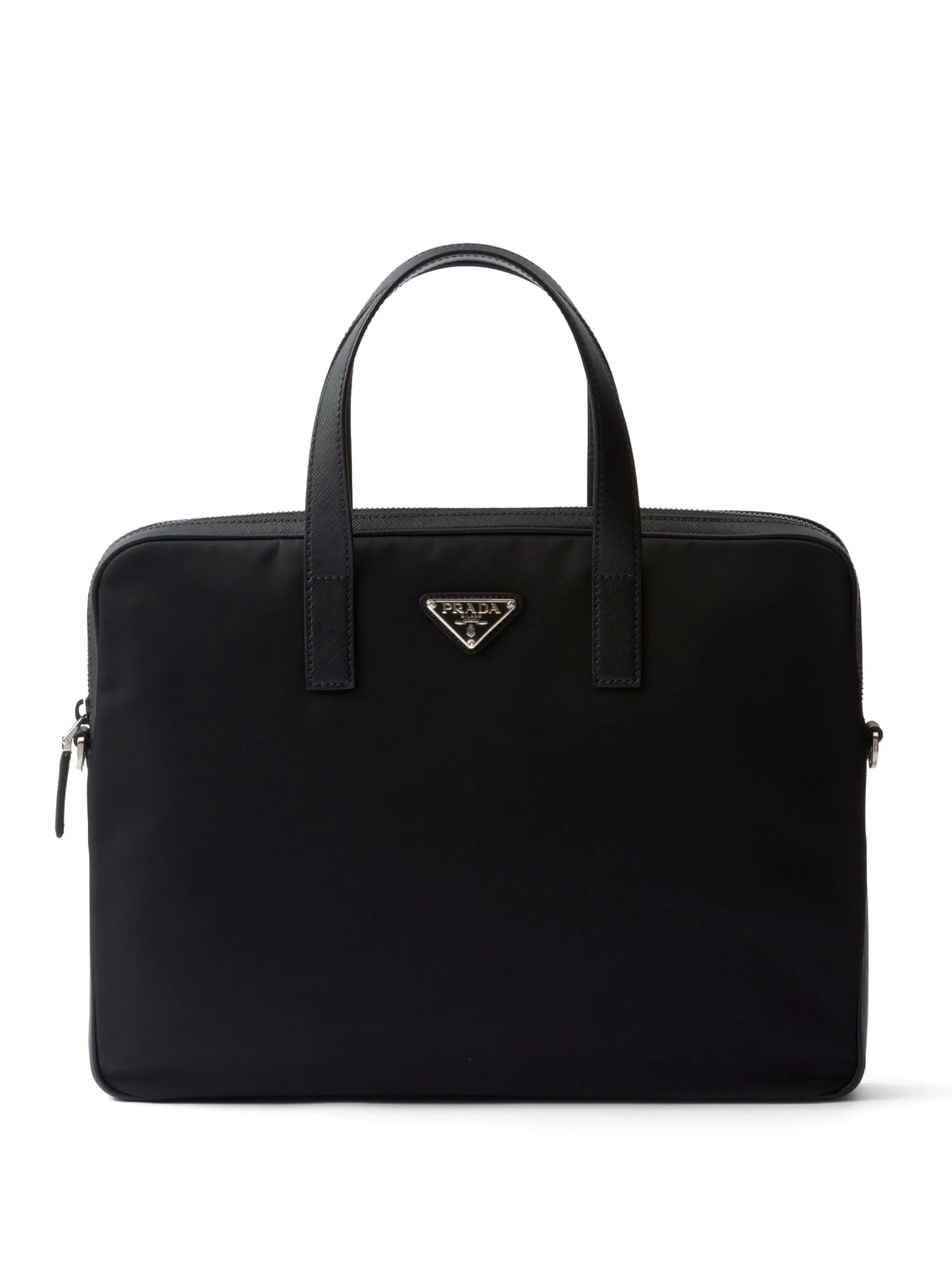 Re-Nylon leather-trimmed briefcase