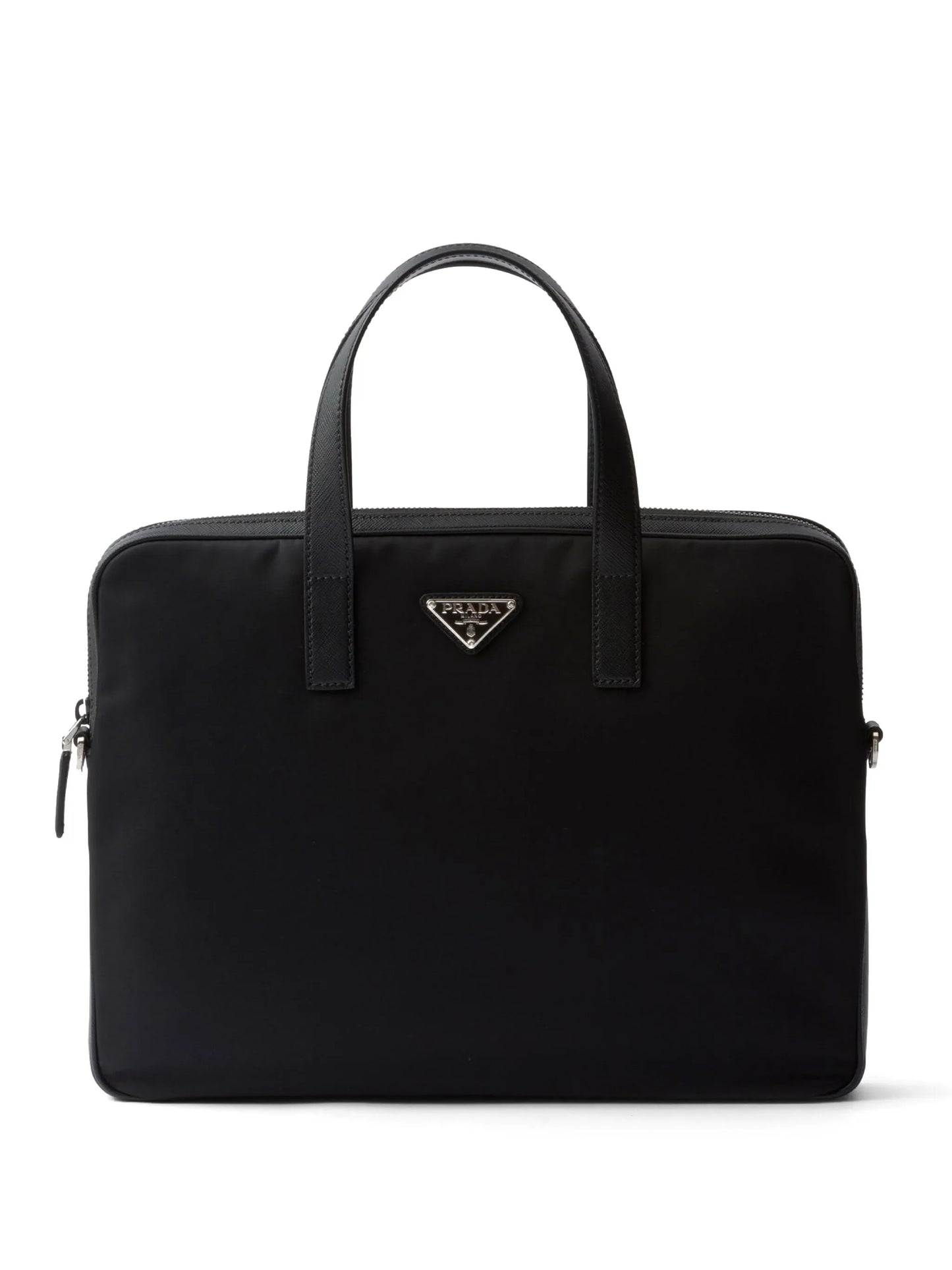 Re-Nylon leather-trimmed briefcase