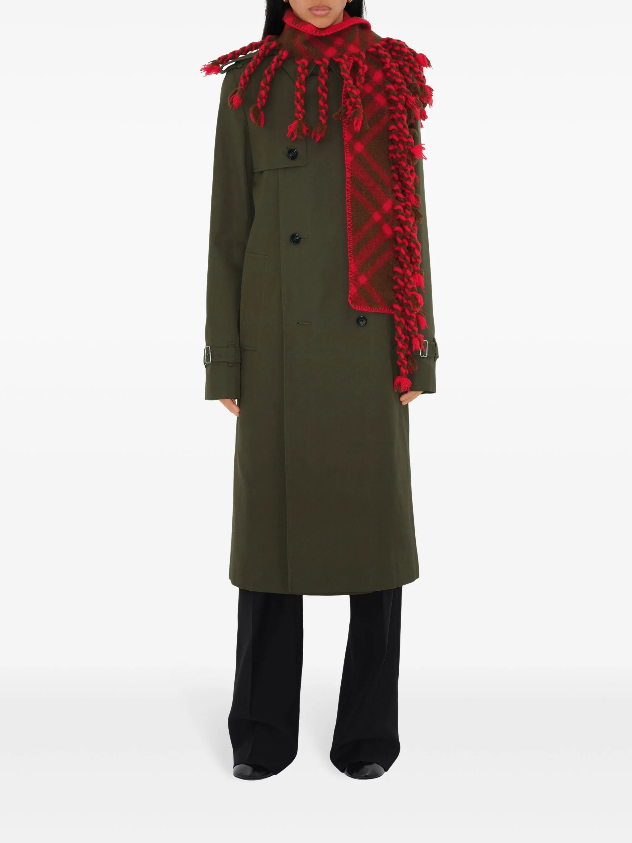 check wool skinny scarf