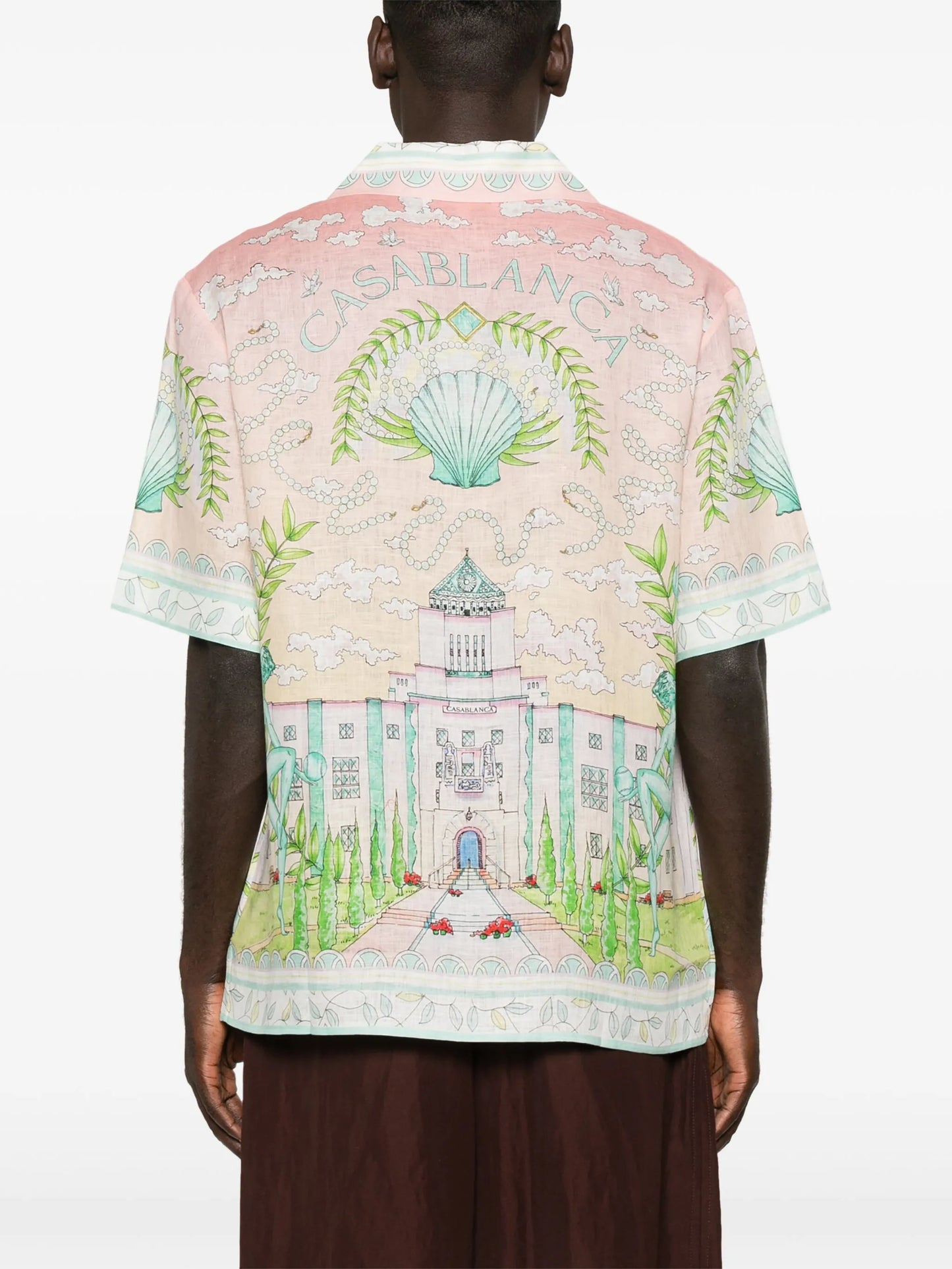 Vase-print linen shirt