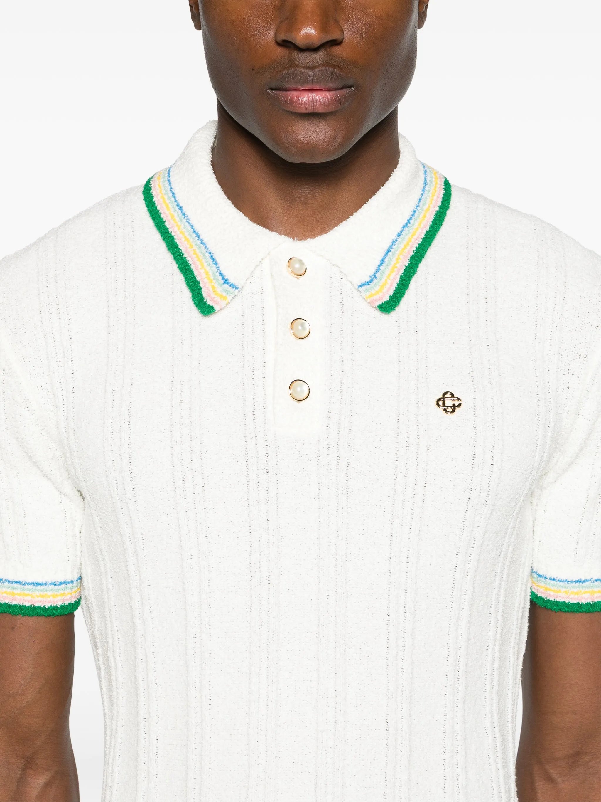 logo-plaque bouclé polo shirt