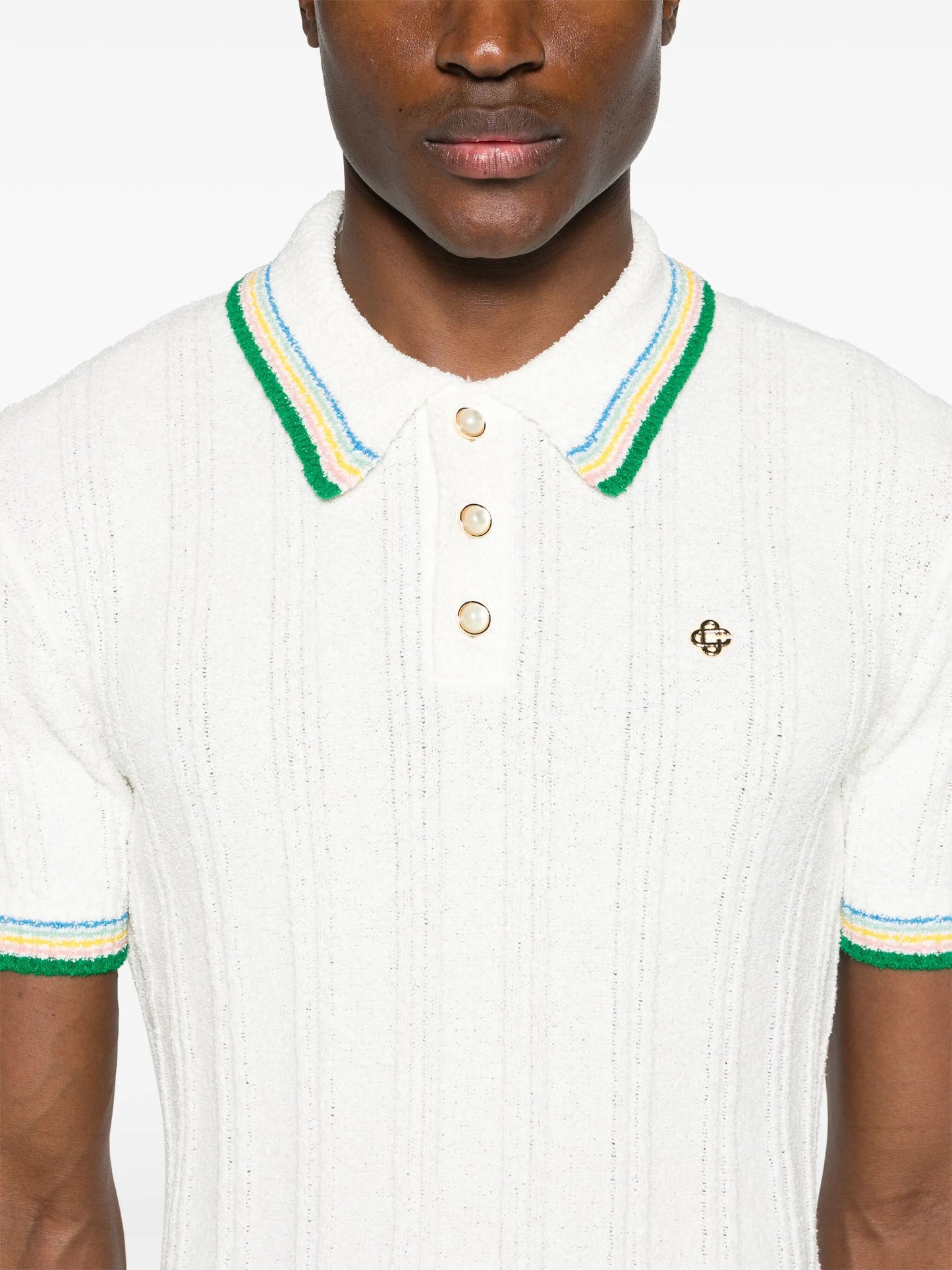 logo-plaque bouclé polo shirt