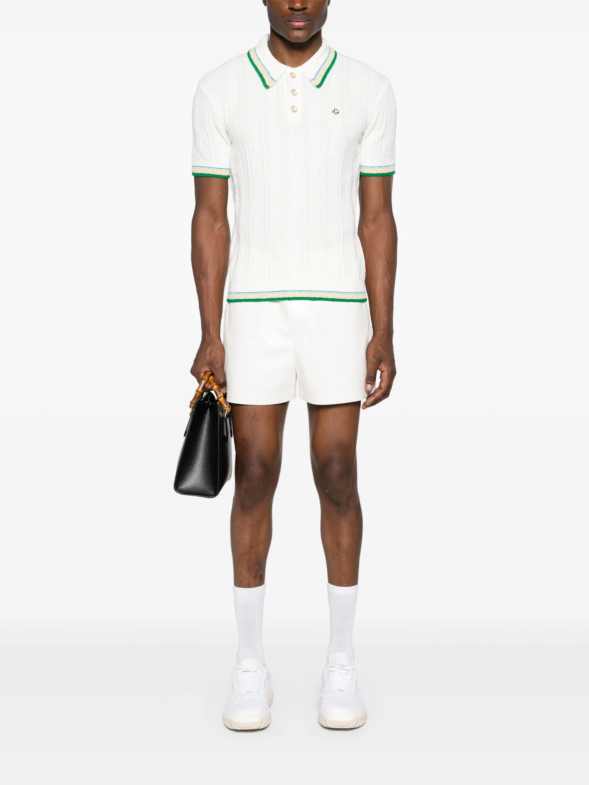 logo-plaque bouclé polo shirt