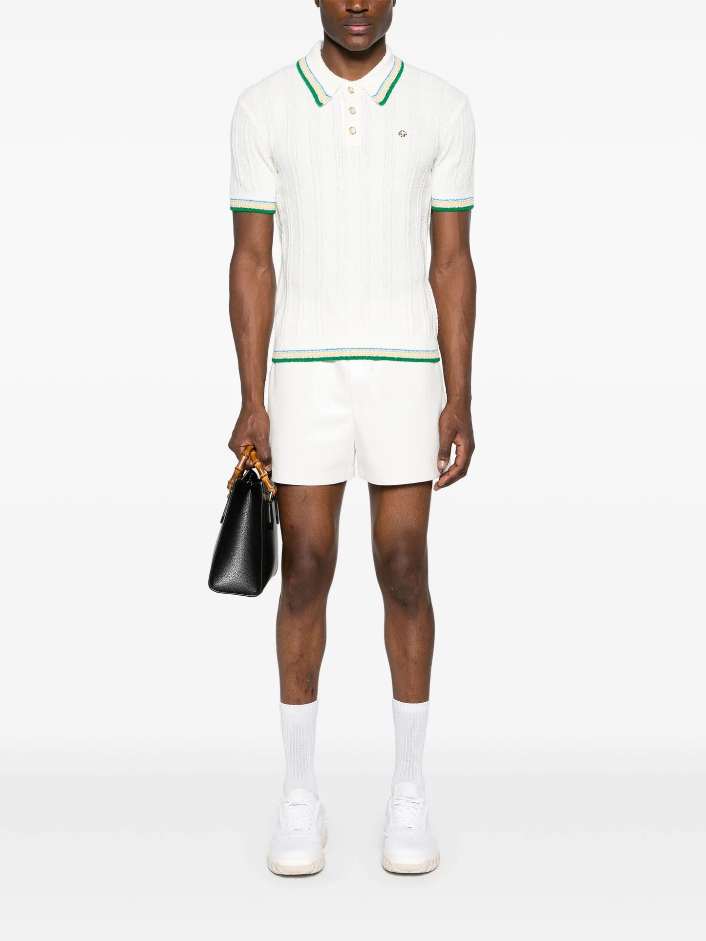 logo-plaque bouclé polo shirt