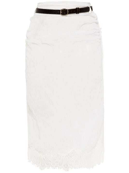 belted organza midi skirt