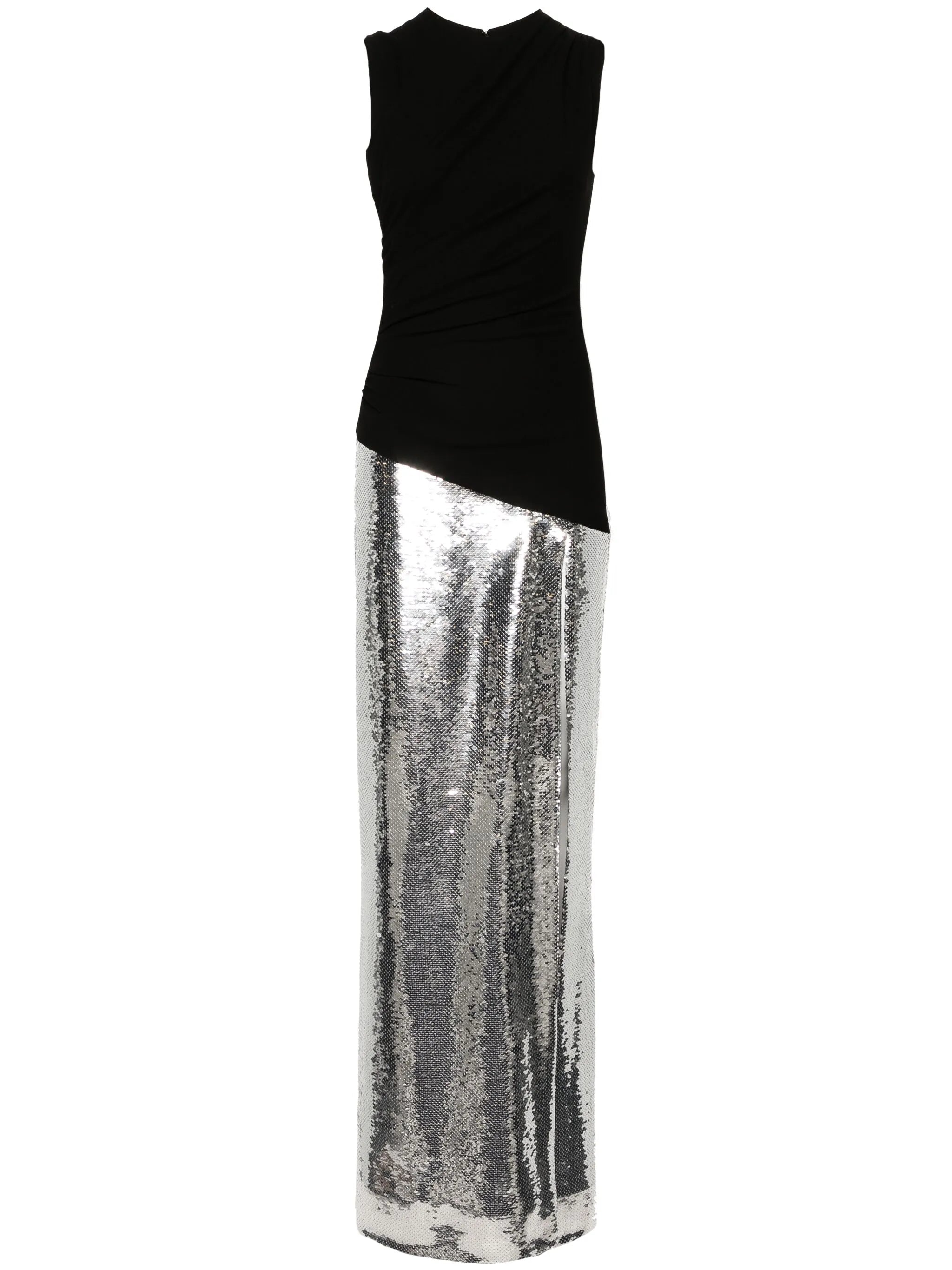 sequinned asymmetric gown