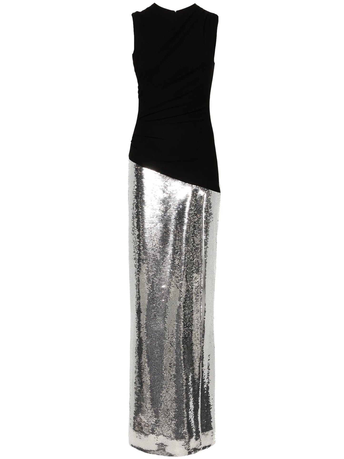 sequinned asymmetric gown