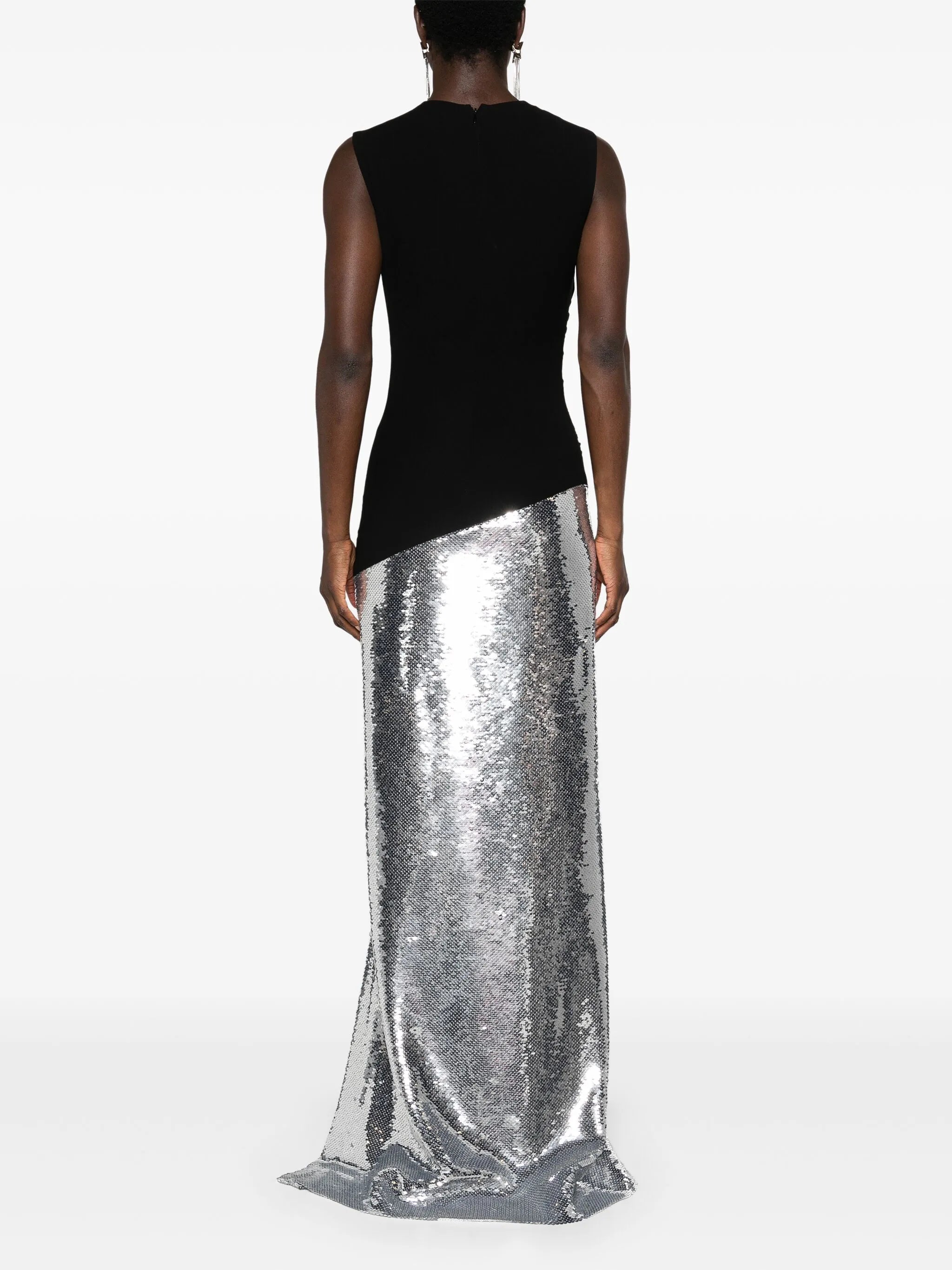 sequinned asymmetric gown