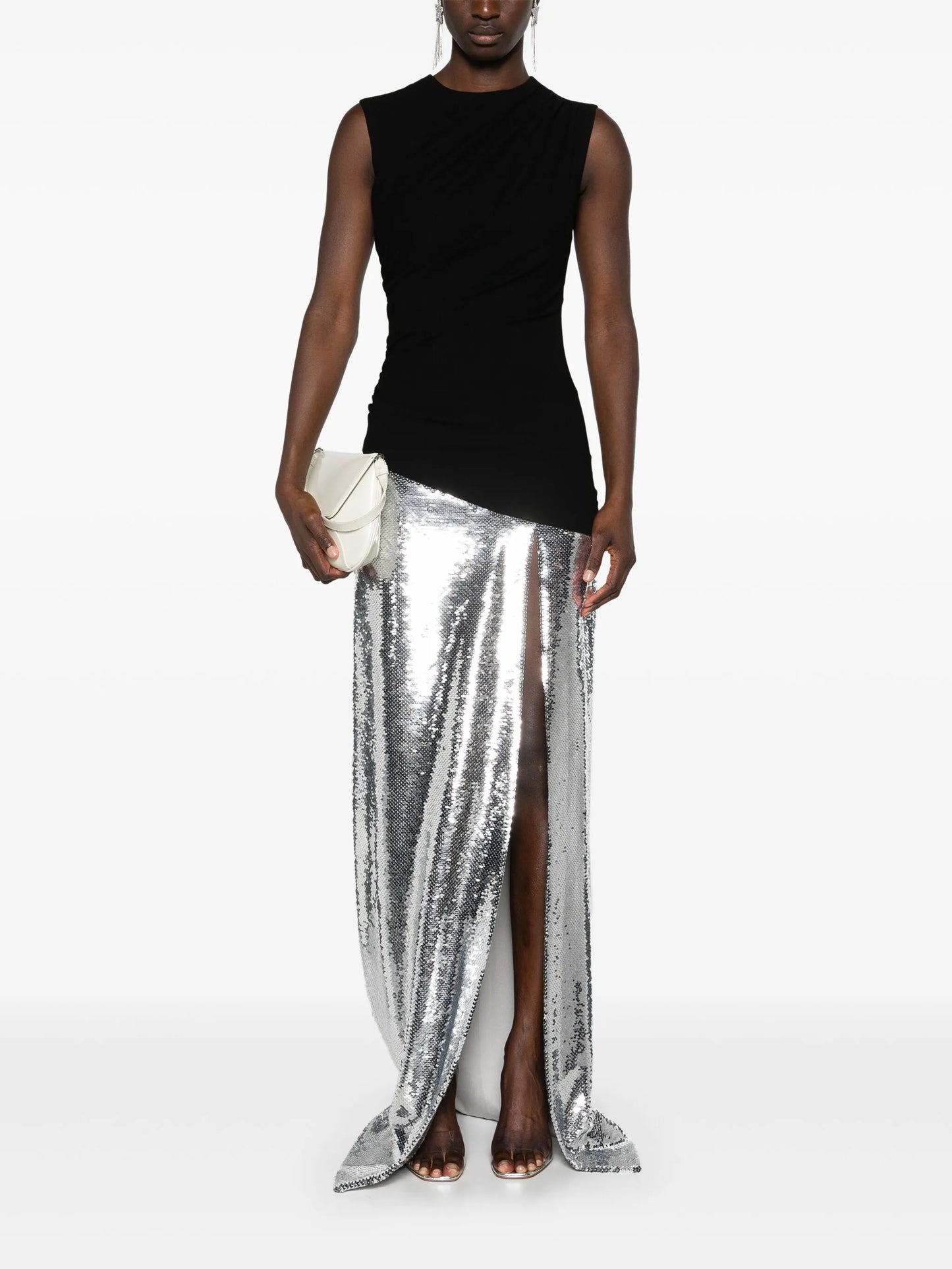 sequinned asymmetric gown