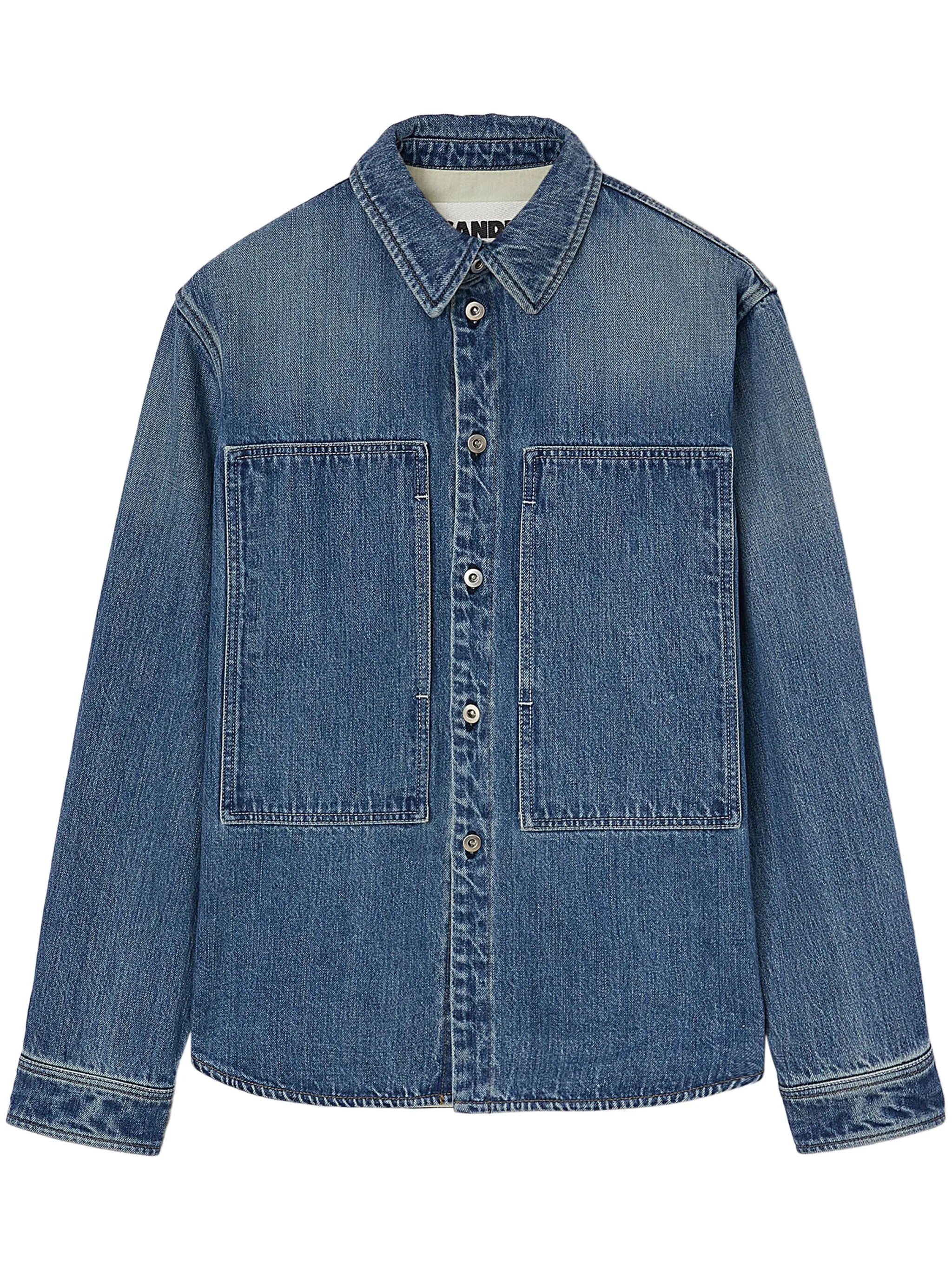decorative-pockets denim shirt