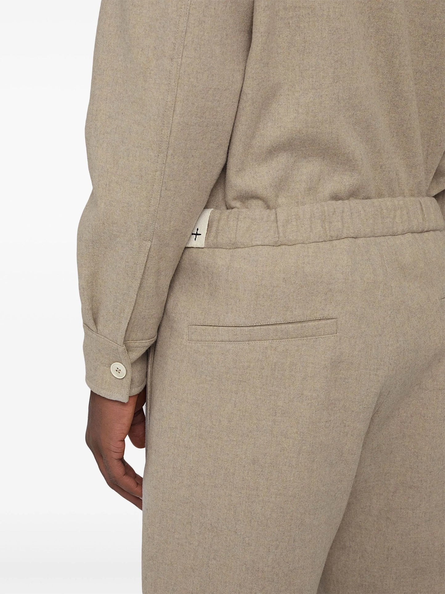 logo-patch wool tapered trousers