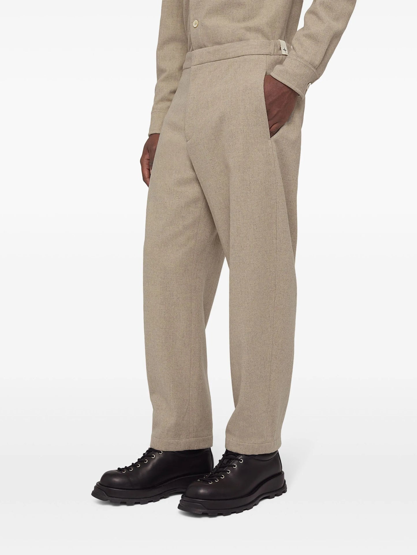 logo-patch wool tapered trousers