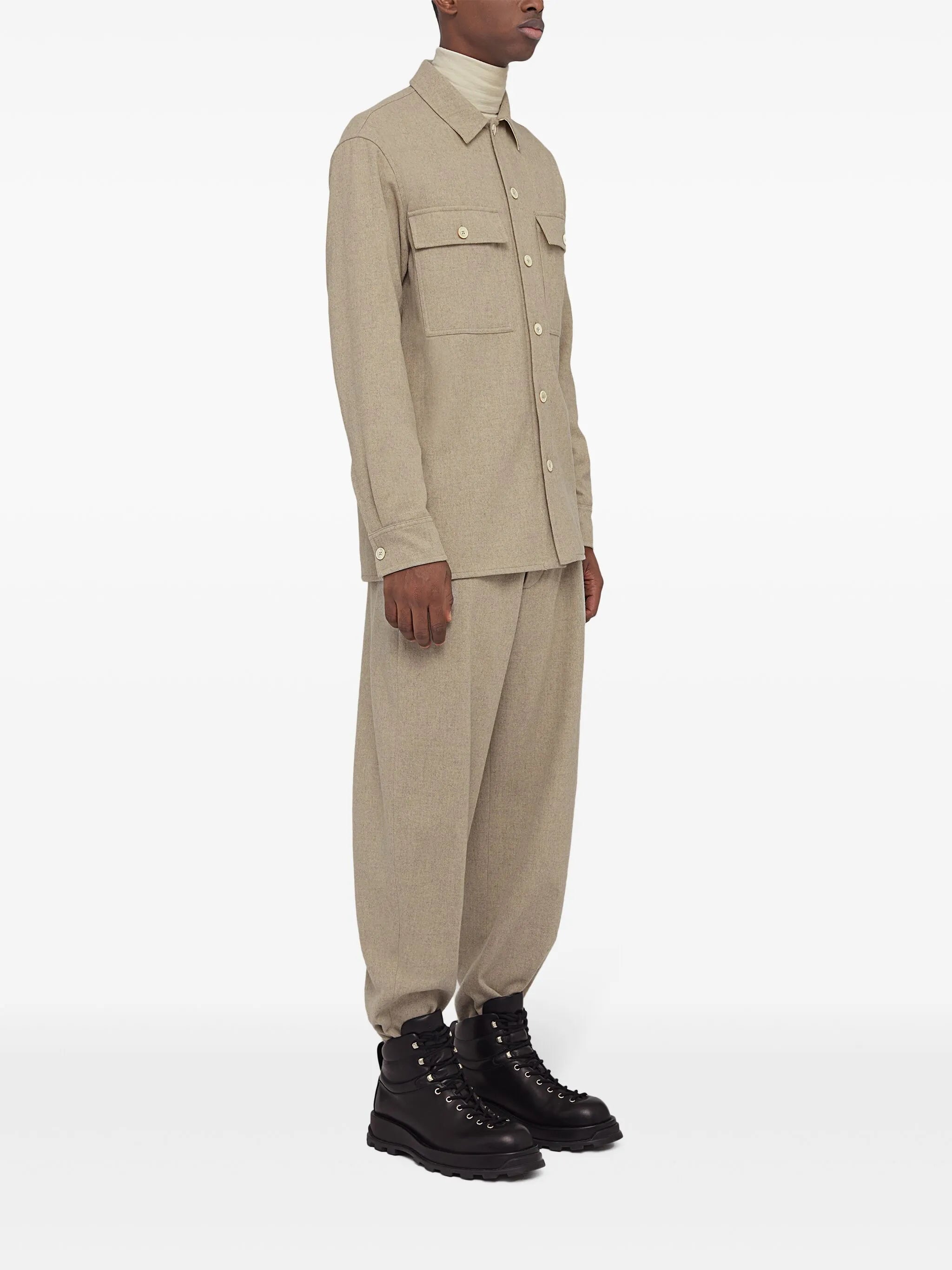 logo-patch wool tapered trousers