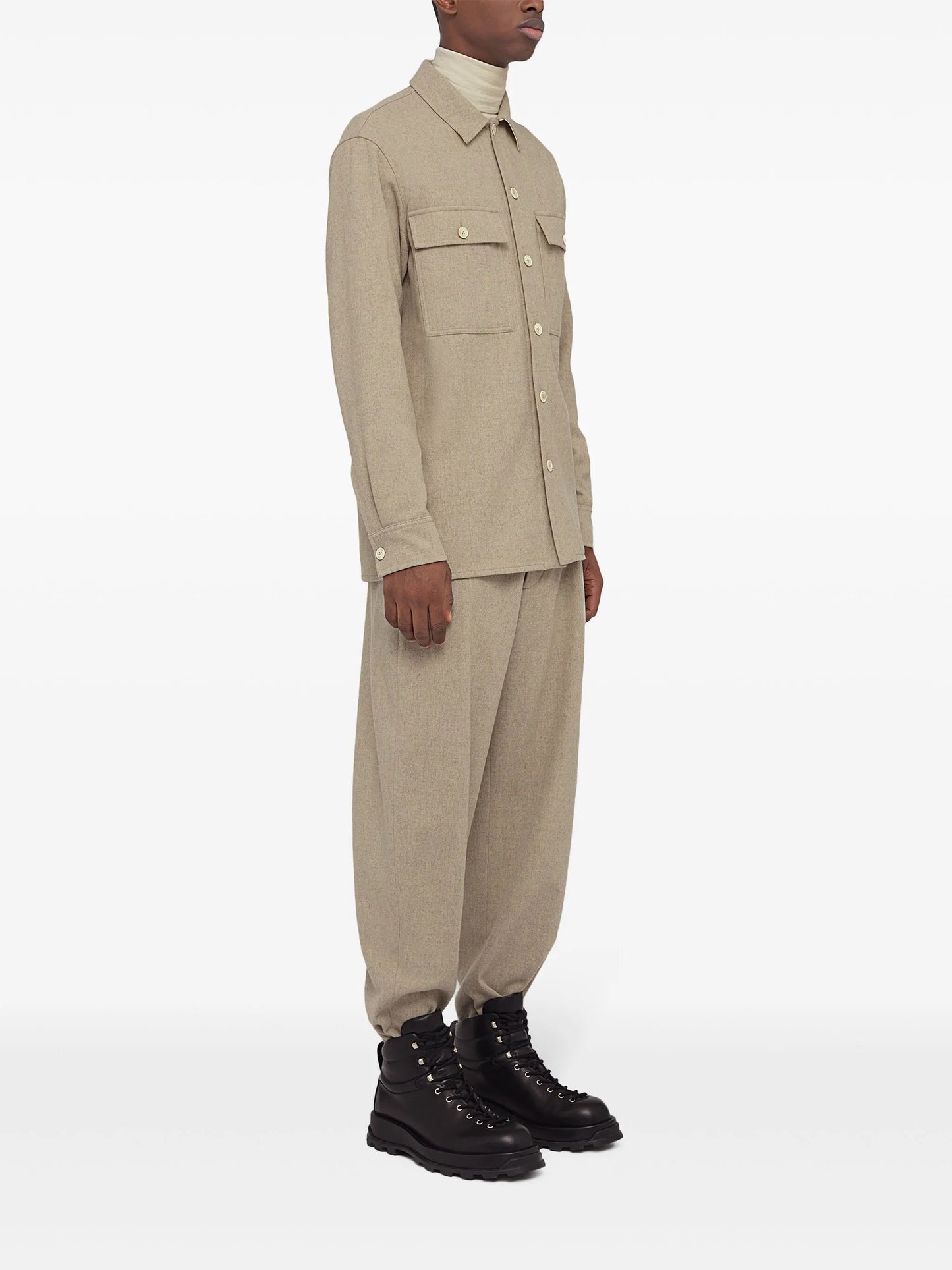logo-patch wool tapered trousers