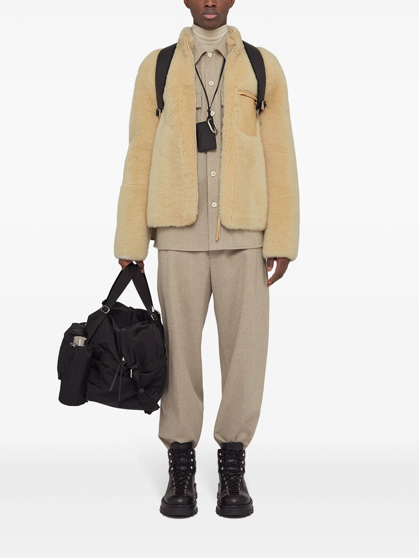 logo-patch wool tapered trousers