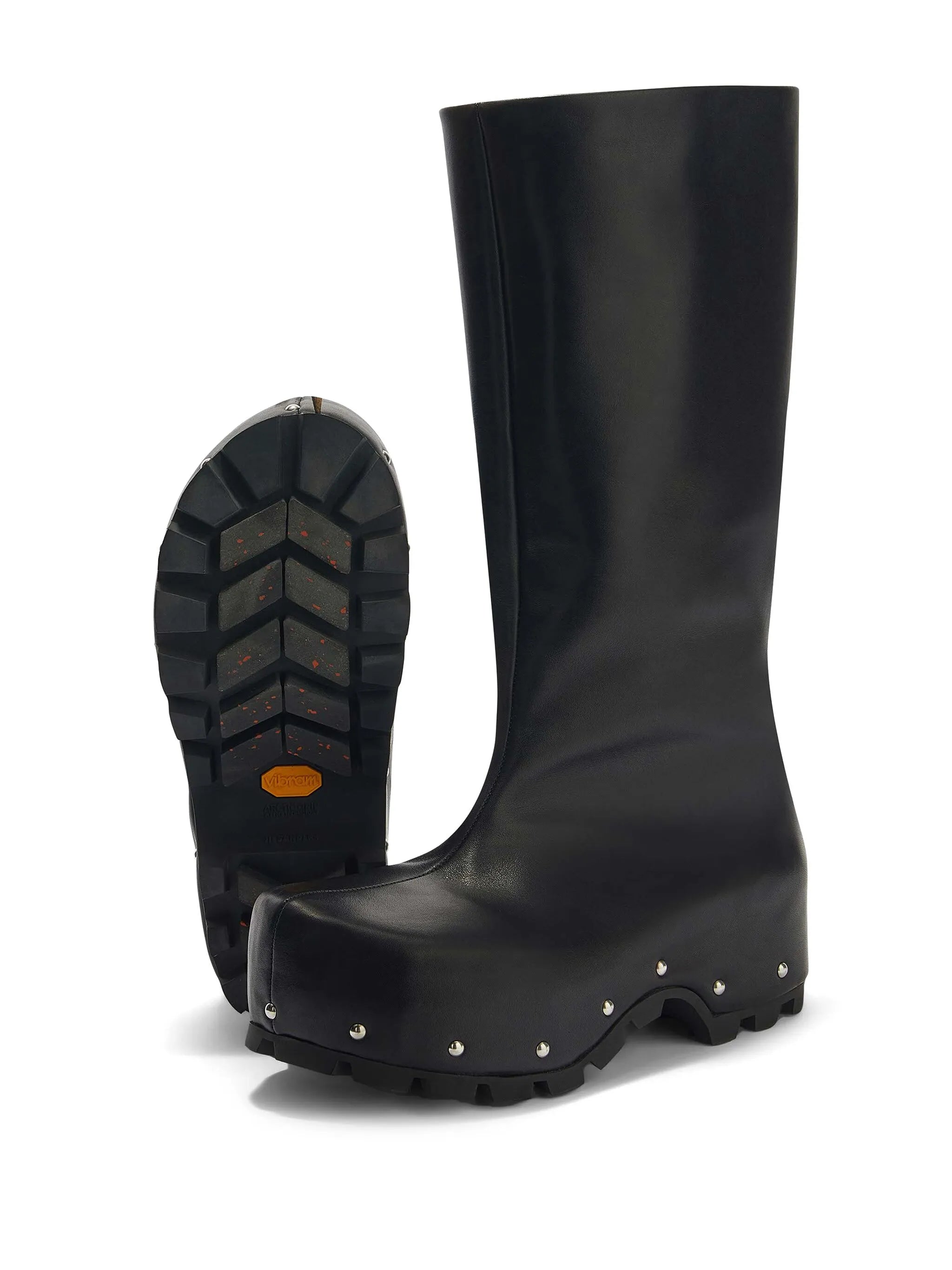 studded leather knee-high boots