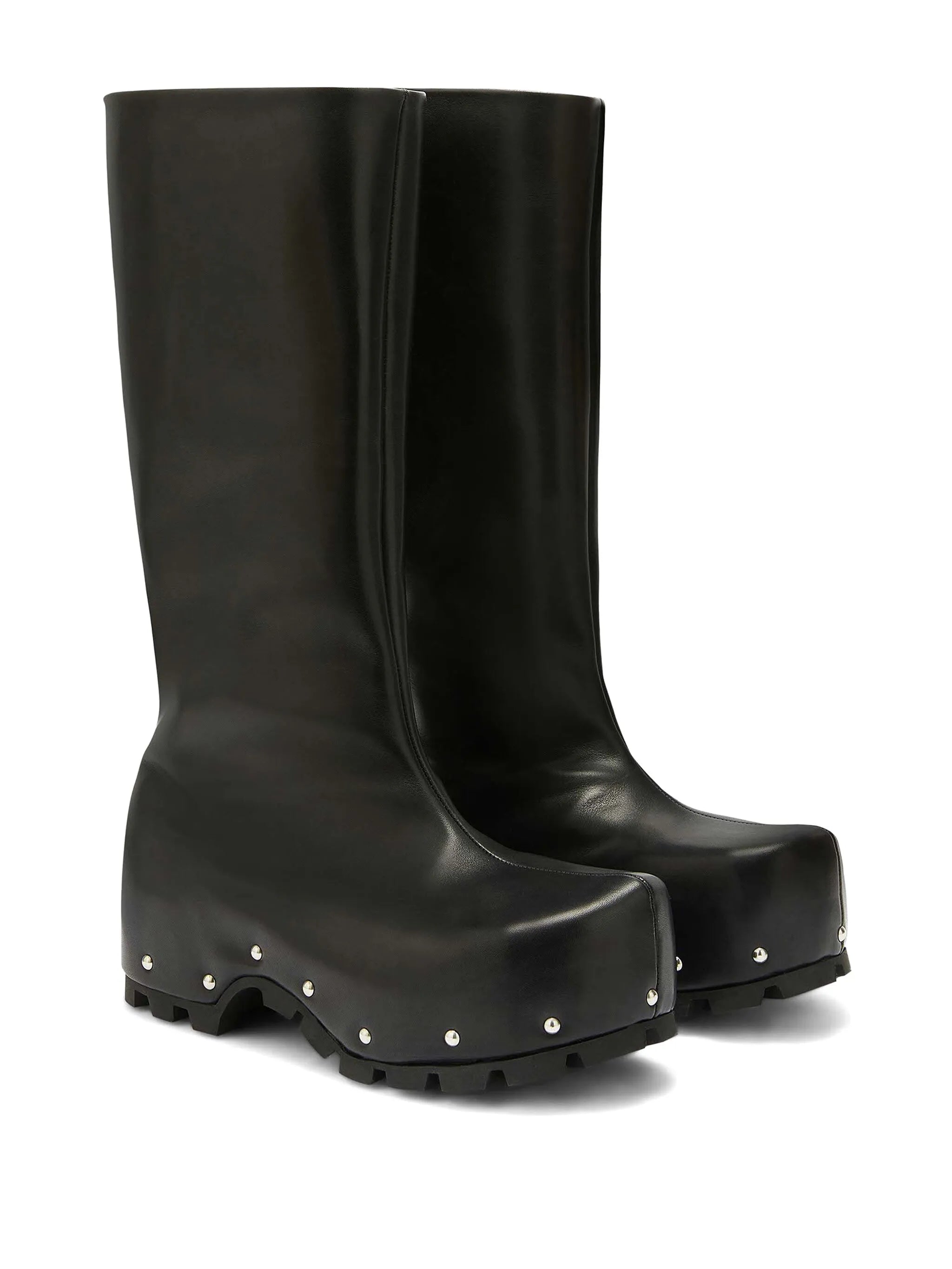 studded leather knee-high boots