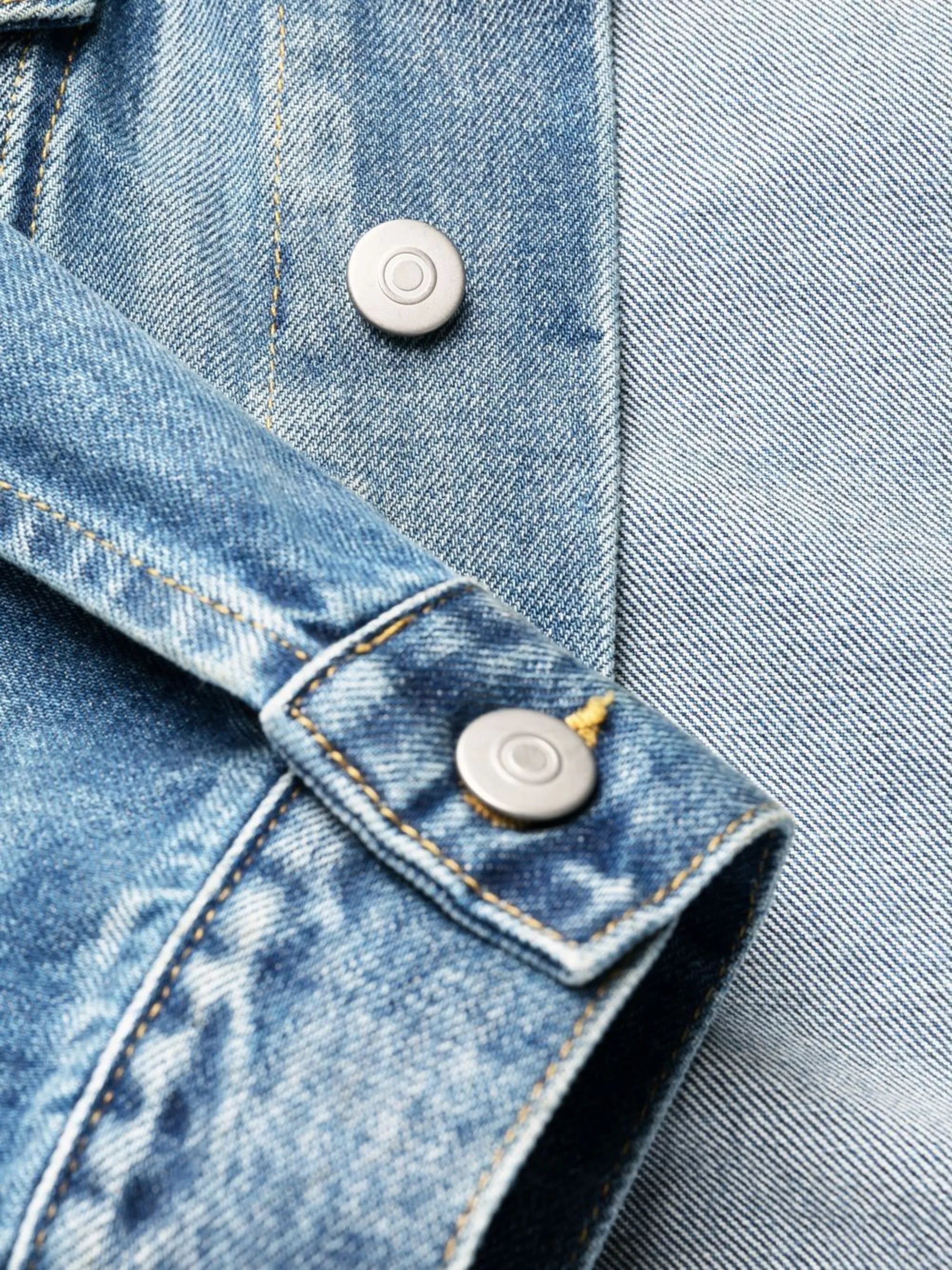 collarless denim jacket
