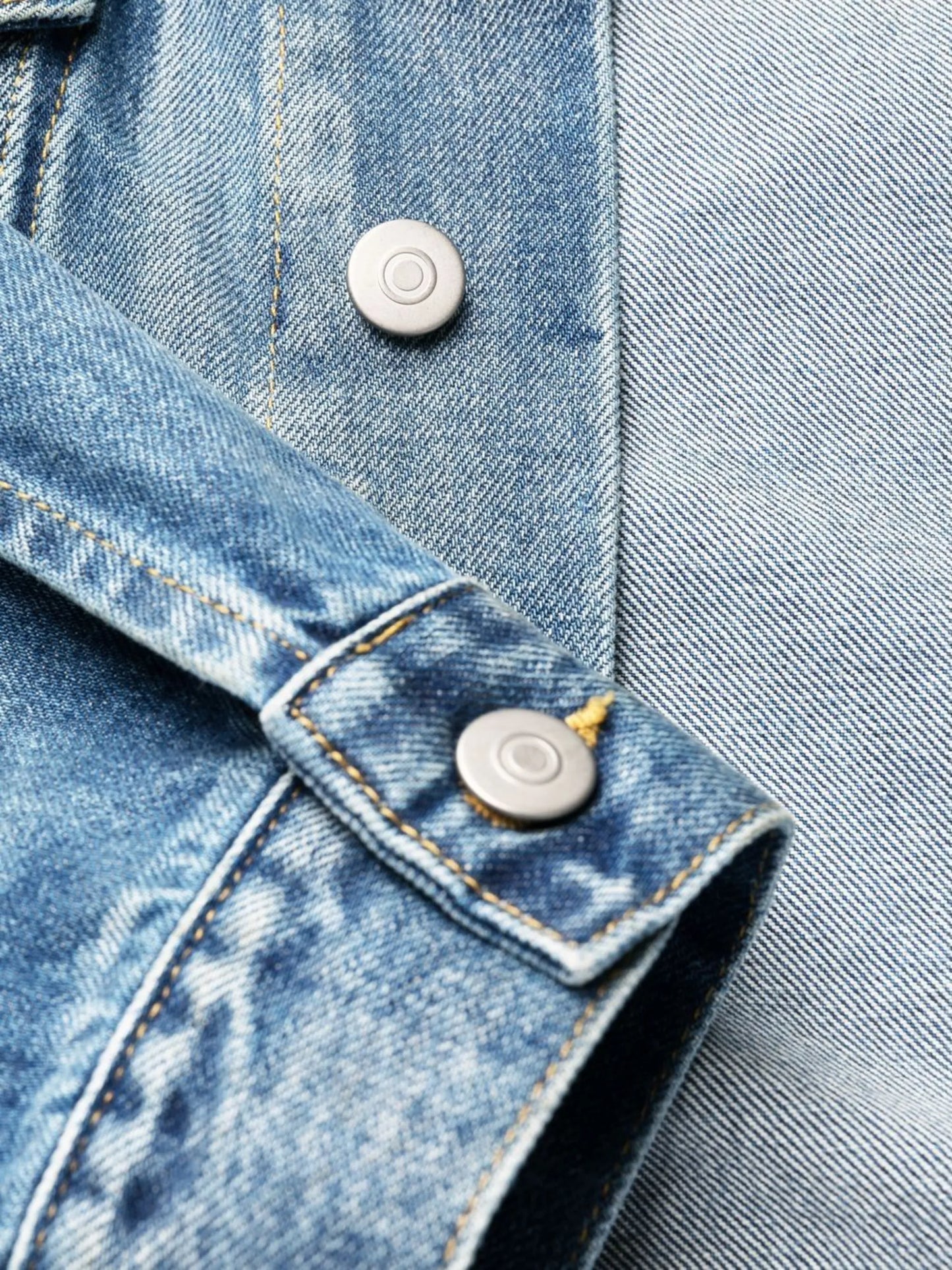 collarless denim jacket
