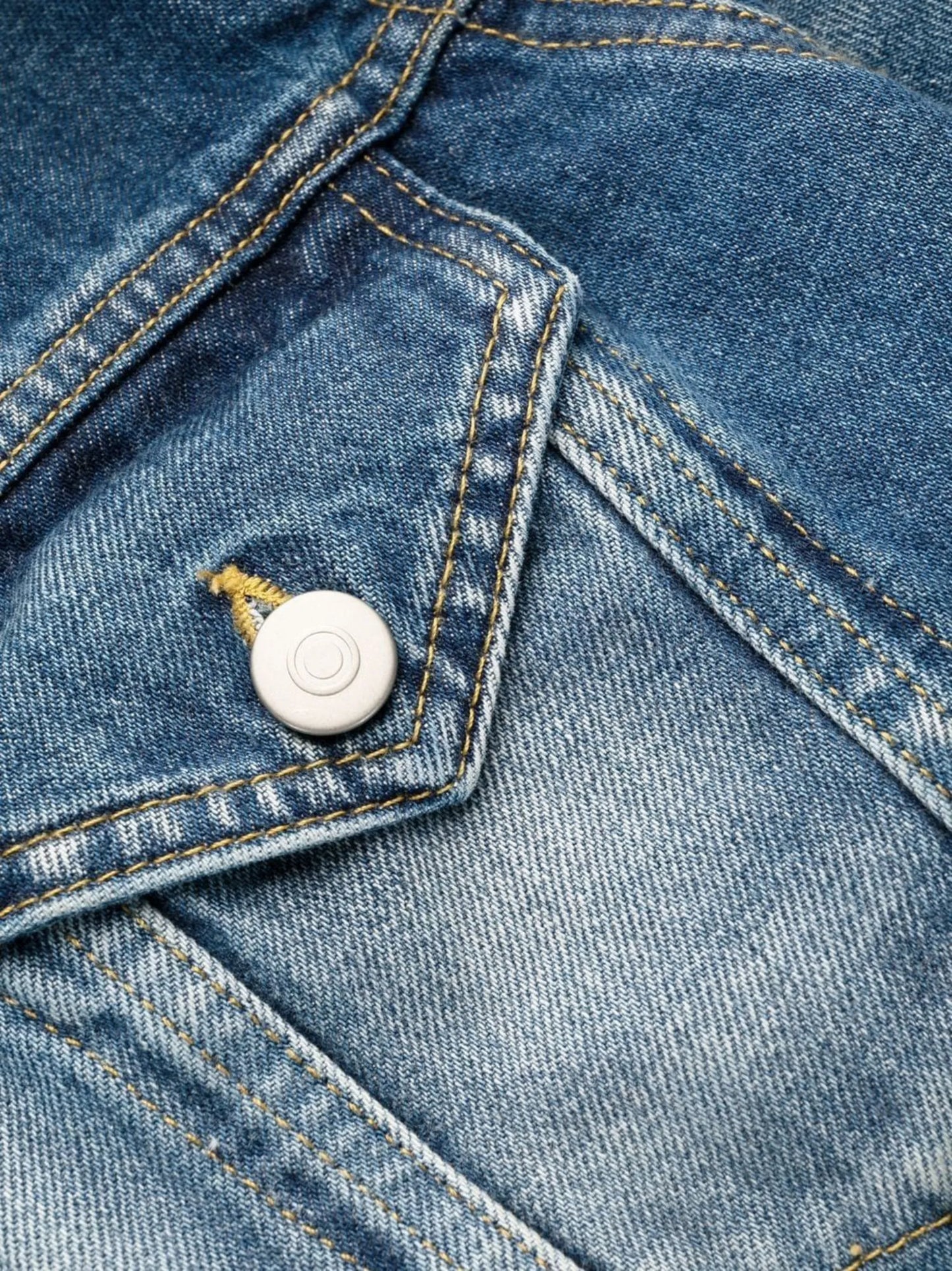collarless denim jacket