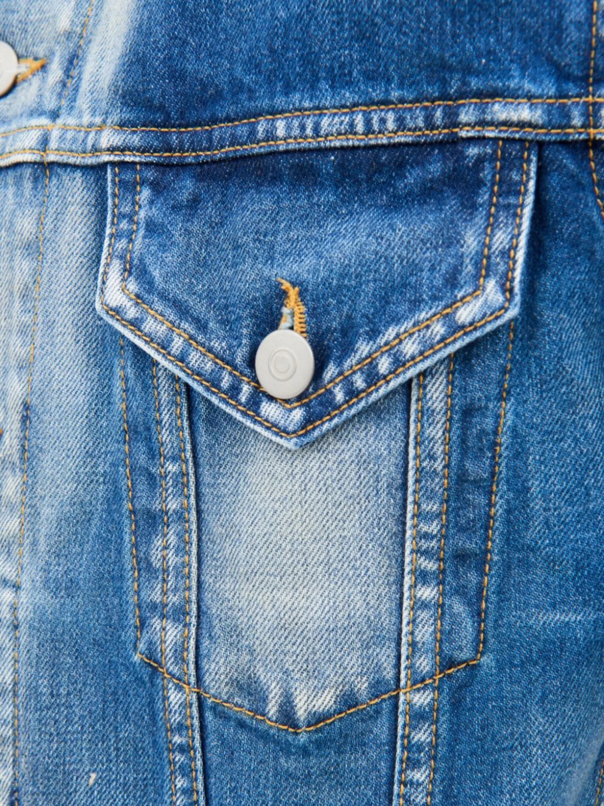 collarless denim jacket