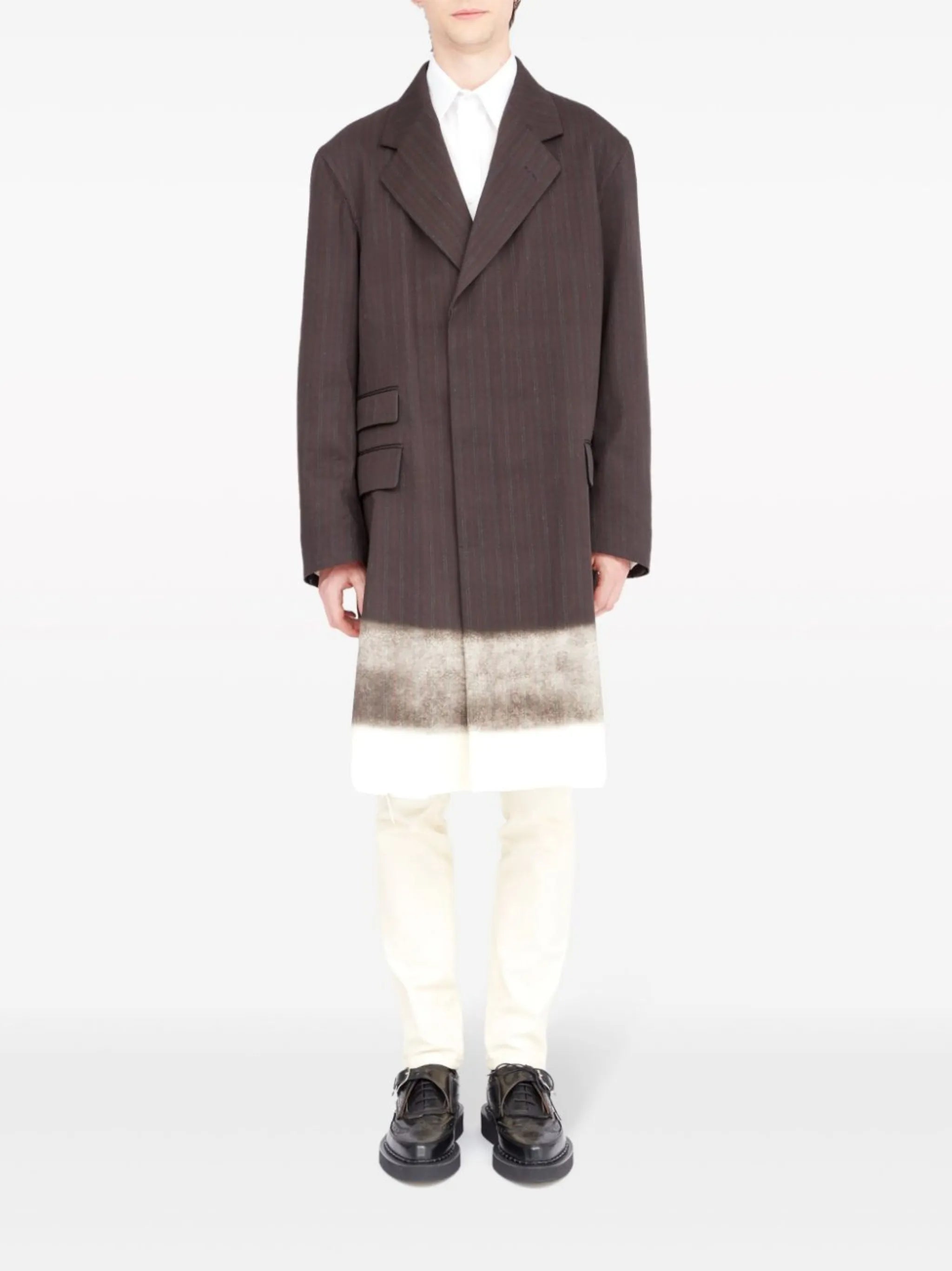 trompe l'oeil-print cotton coat