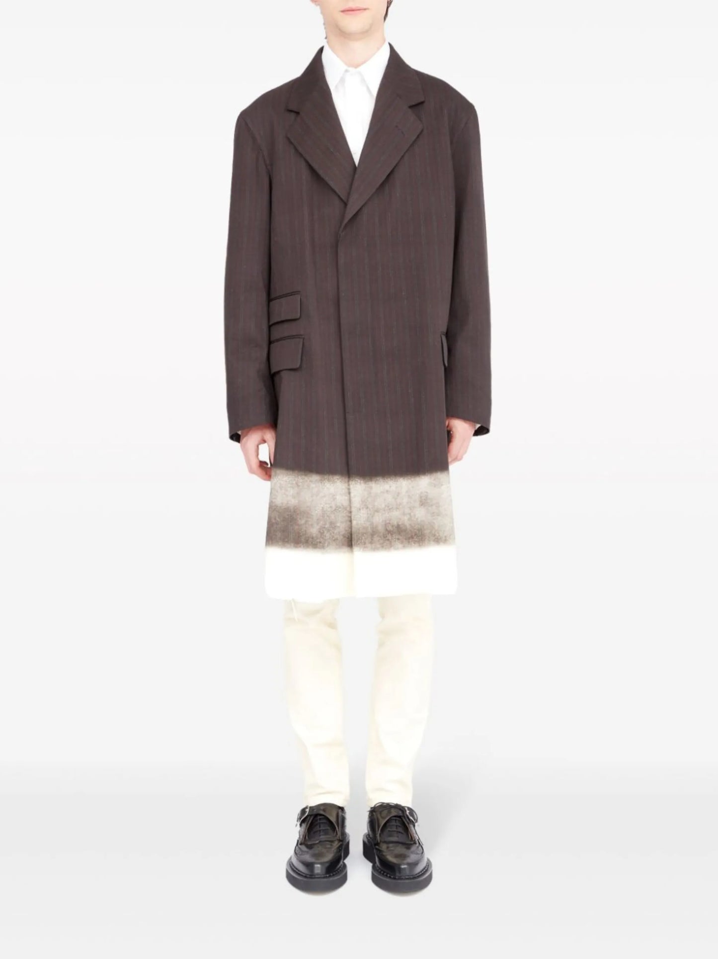 trompe l'oeil-print cotton coat