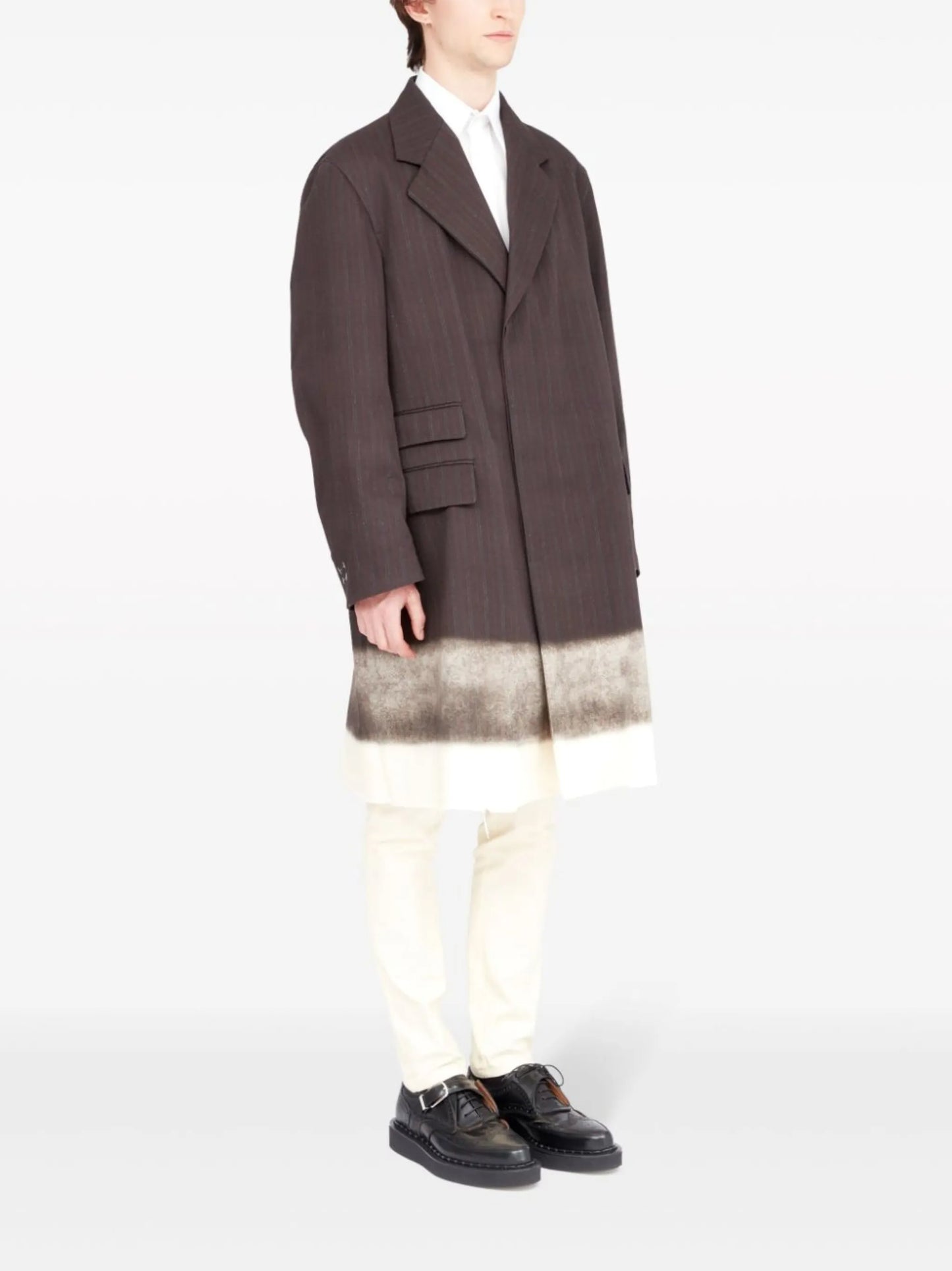 trompe l'oeil-print cotton coat