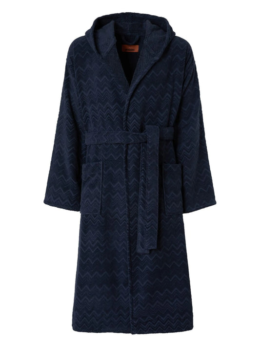 Chalk cotton hooded bathrobe