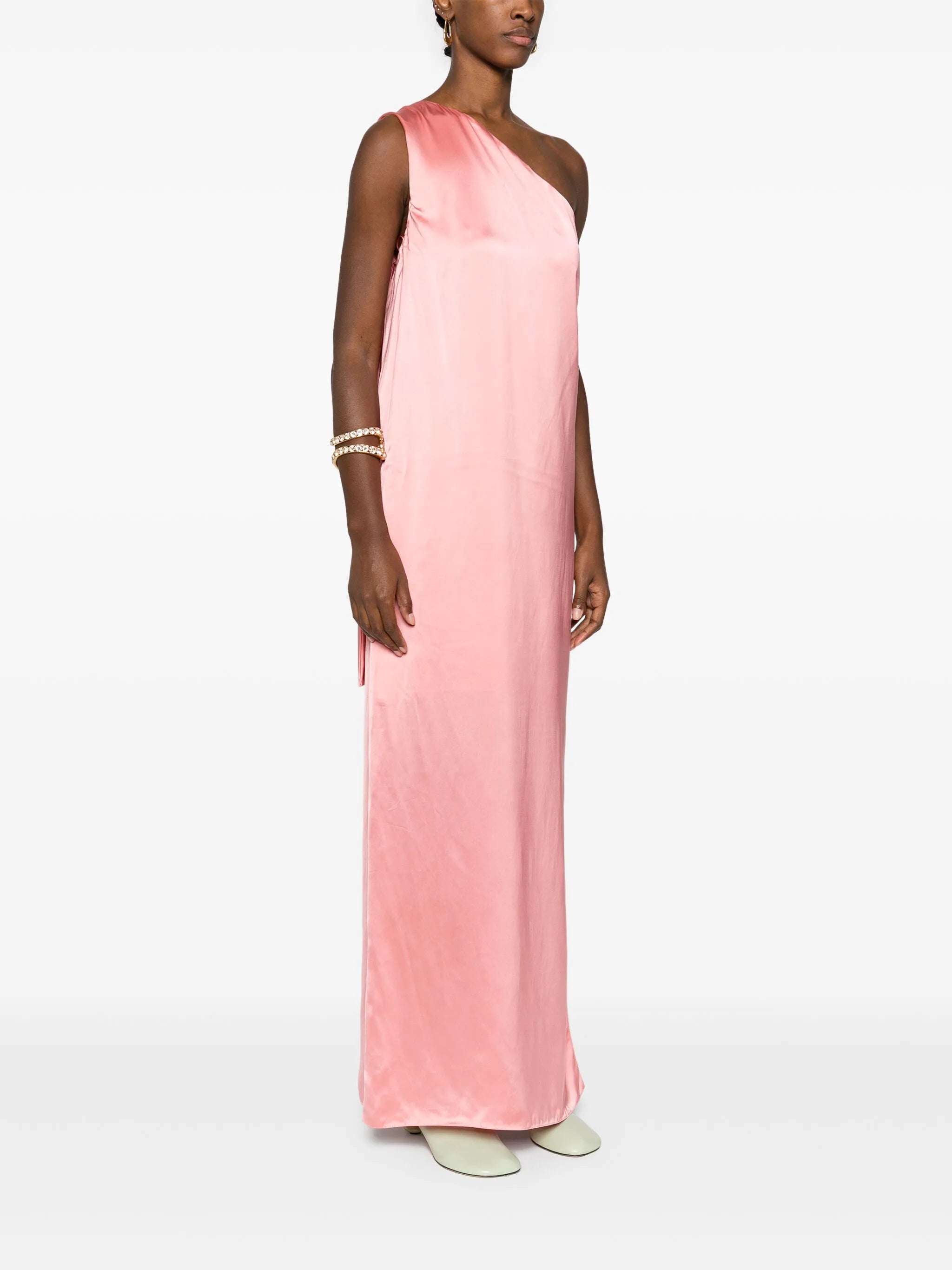ribbon satin maxi dress