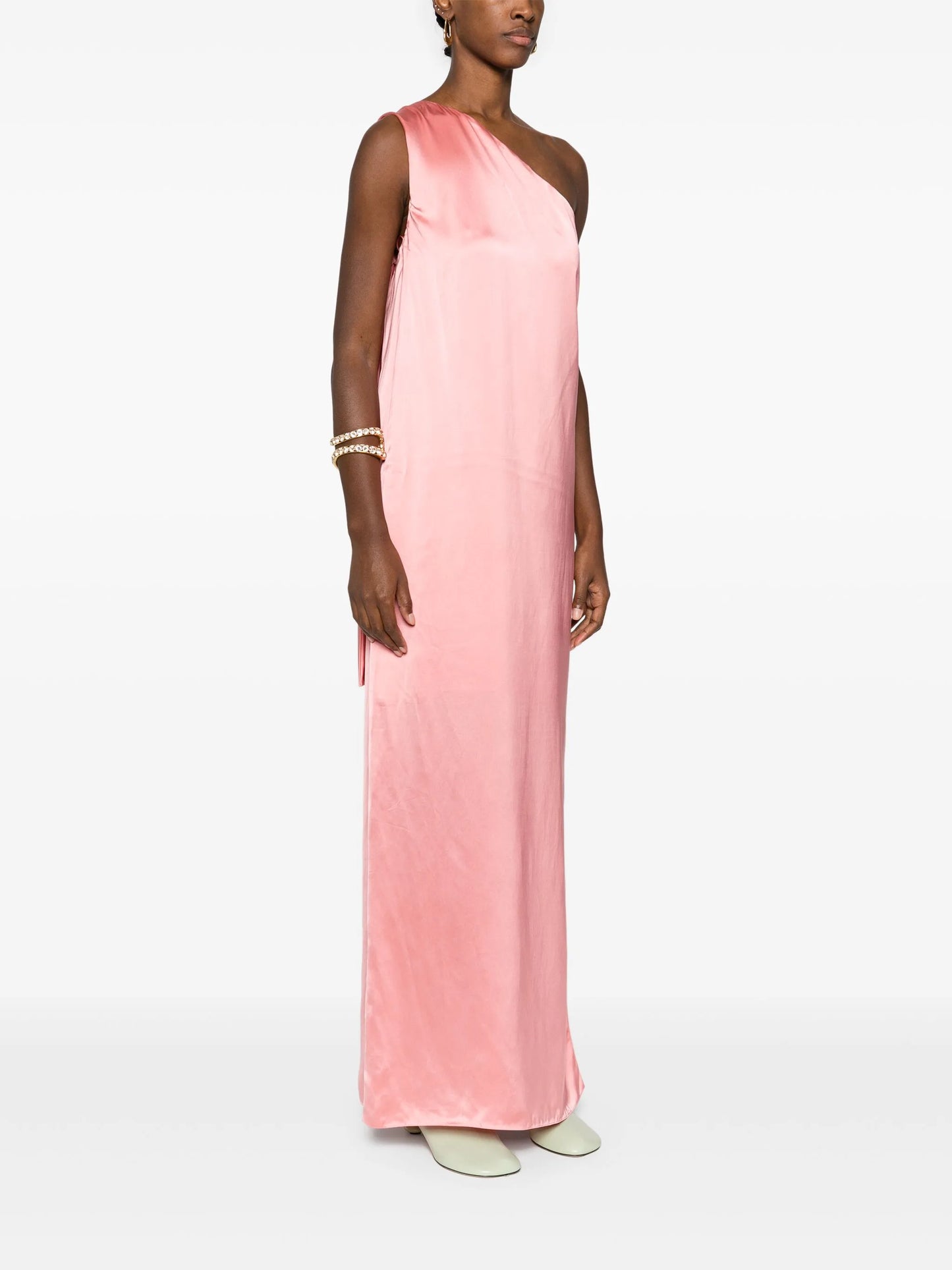 ribbon satin maxi dress