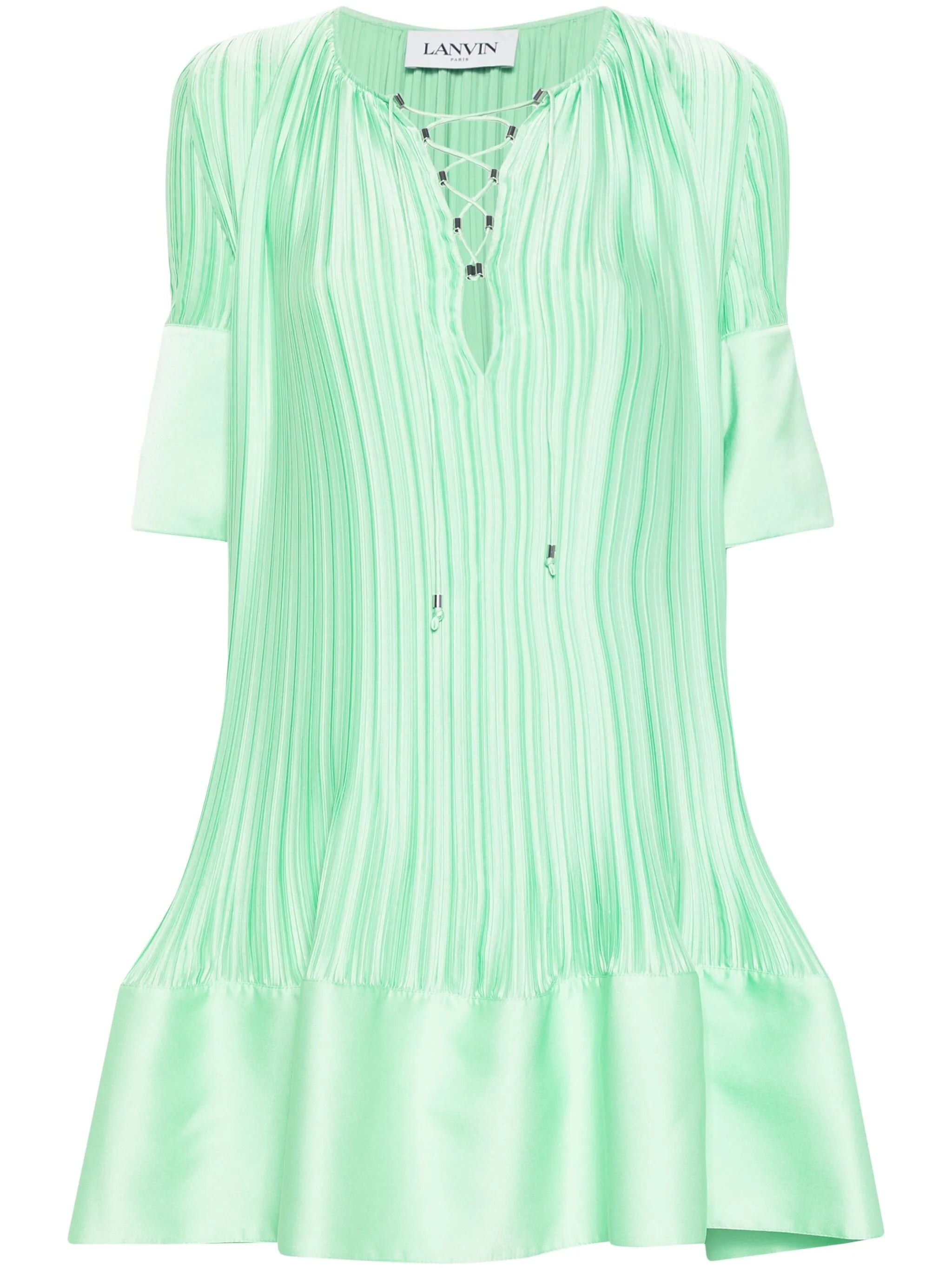 cascade-effect plissé mini dress
