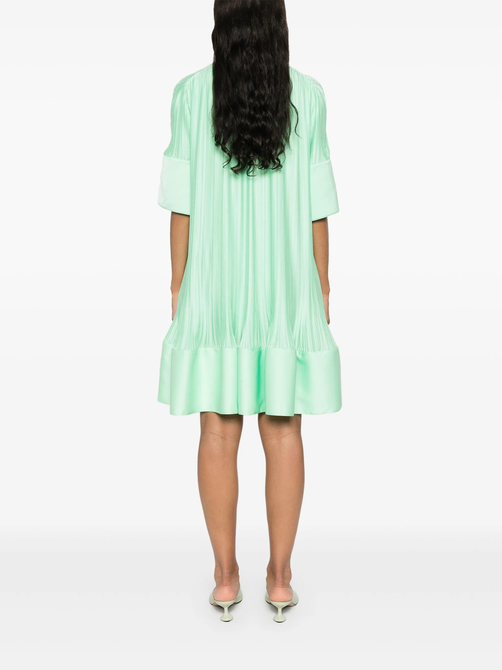 cascade-effect plissé mini dress