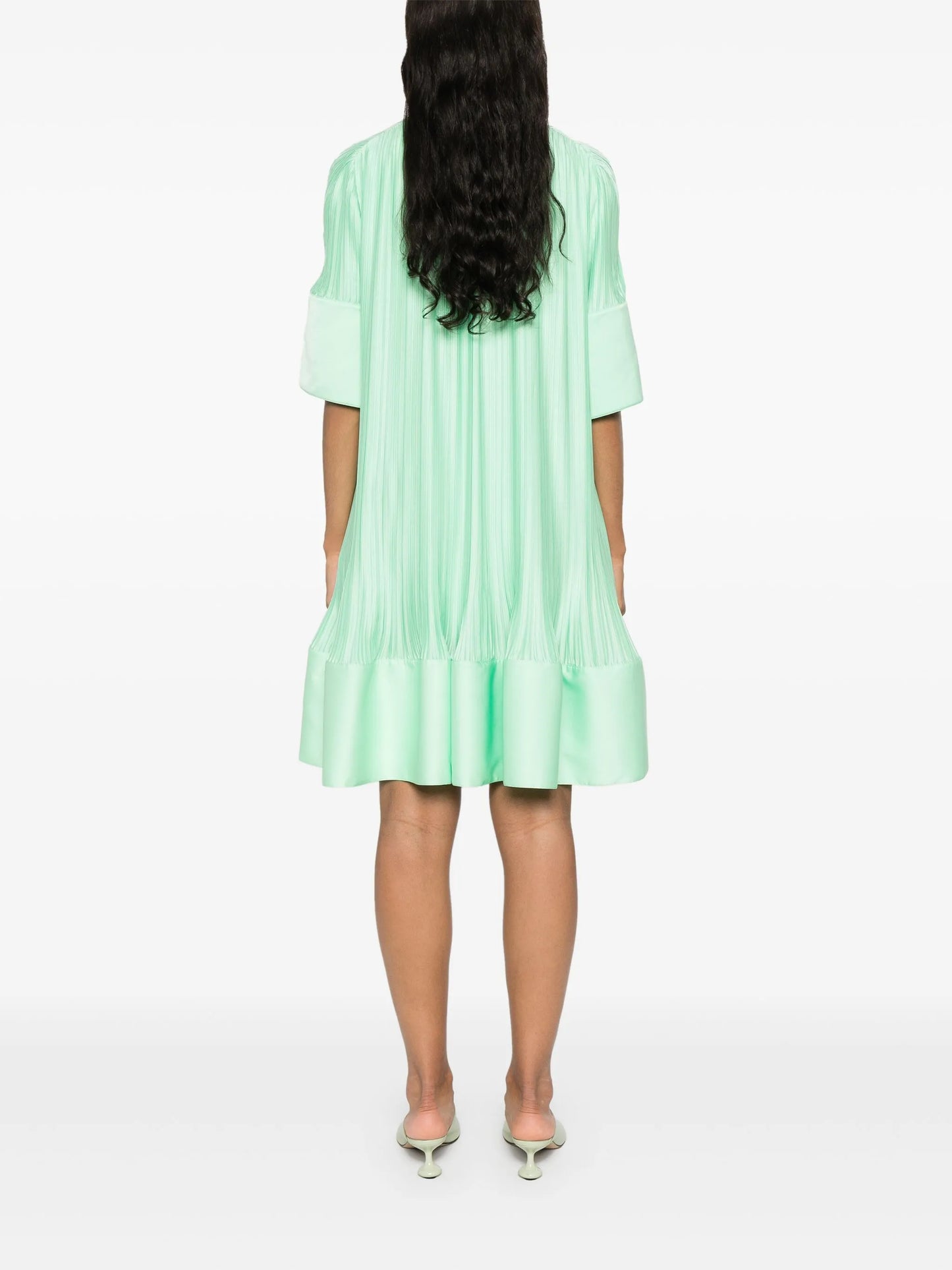 cascade-effect plissé mini dress