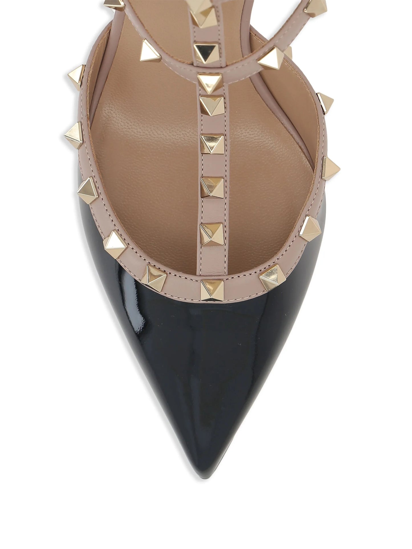 rockstud pointed-toe leather pumps