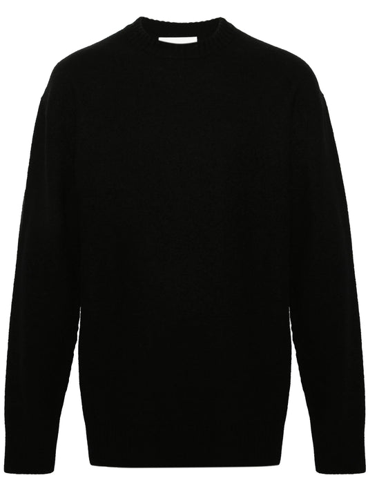 crew-neck boiled wool jumper