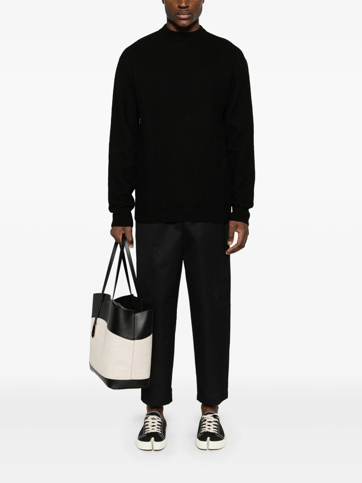 crew-neck boiled wool jumper