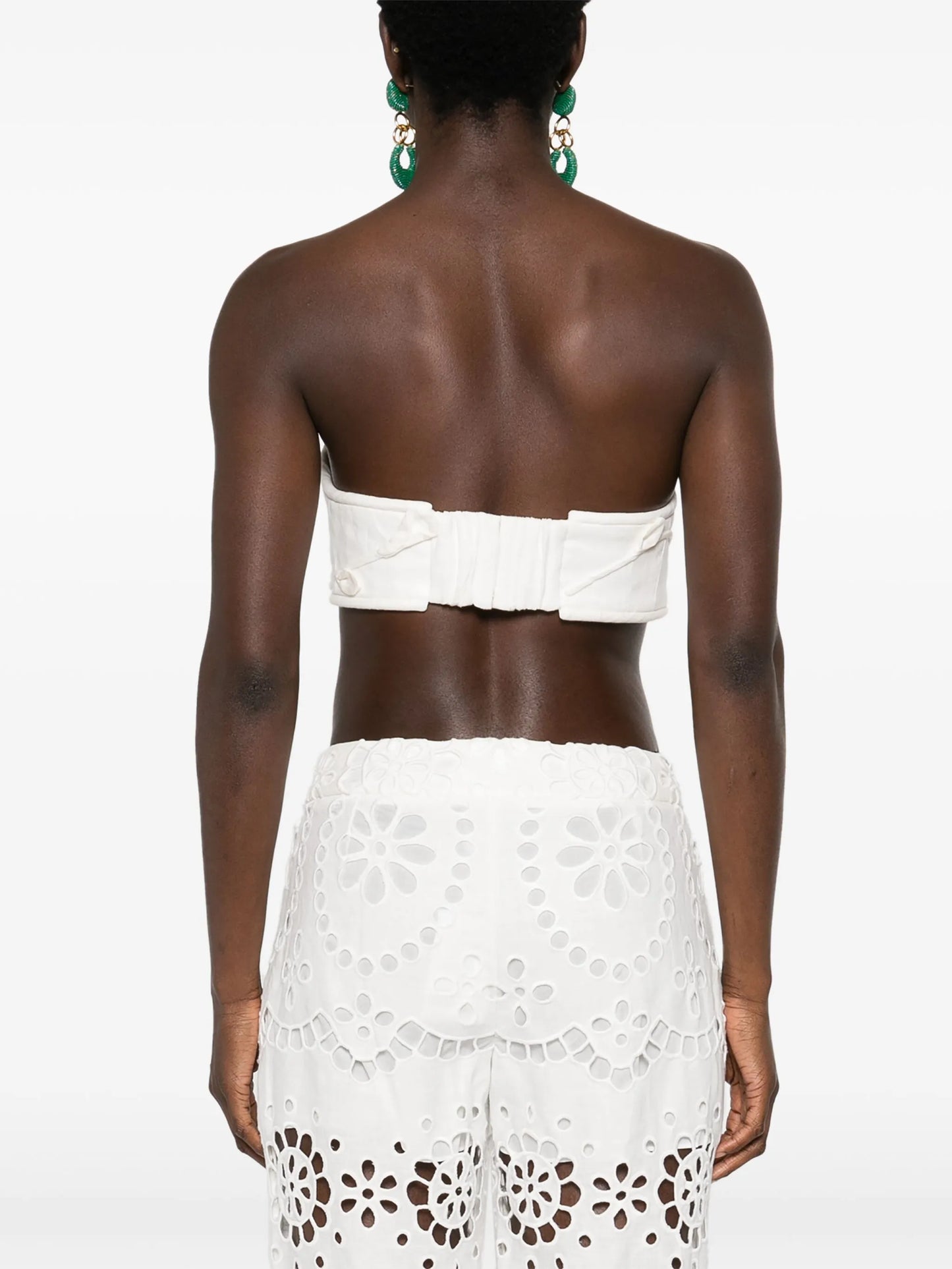 Matchmaker floral-appliqué linen bralette